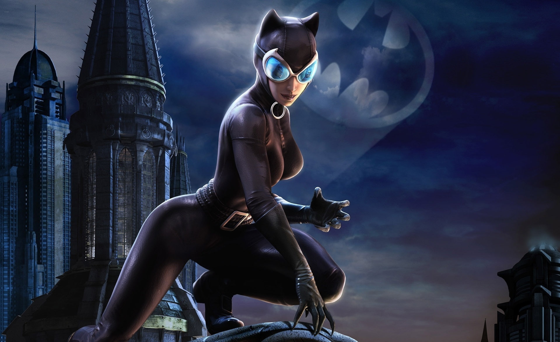 arkham, creativity, illuminated, glasses, building exterior, cloud - sky, Games, human representation, nature, artwork, female likeness, one person, built structure, HD Wallpaper