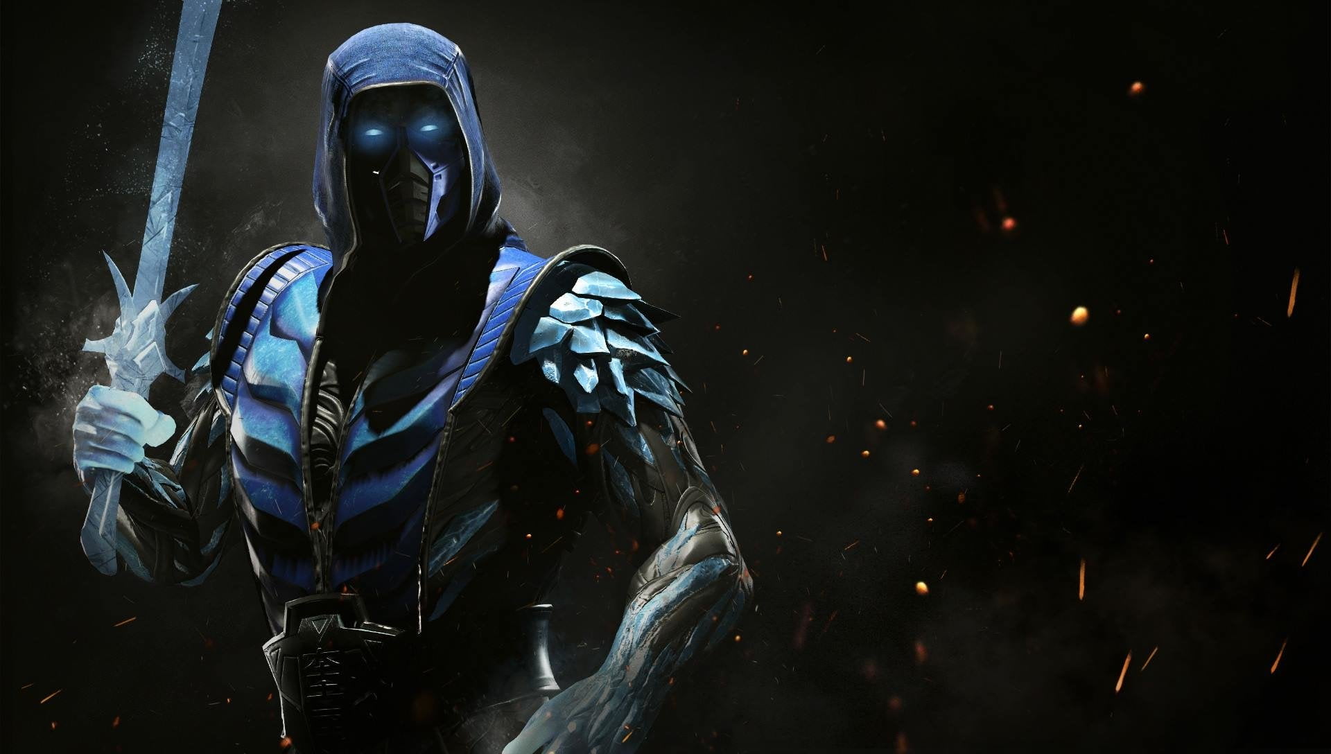 Injustice 2, 1080P, Mortal Kombat, disguise, creativity, dark, Ninja, representation, Ice, mystery, male likeness, illuminated, Sub-Zero (Mortal Kombat), HD Wallpaper