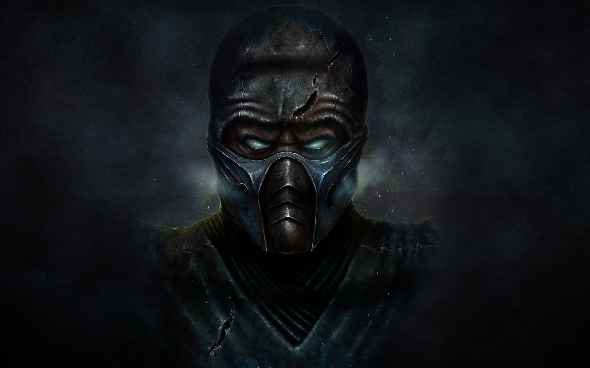 mortal kombat, cold, the dark background, 1080P, mask, Sub-Zero, ninja, HD Wallpaper