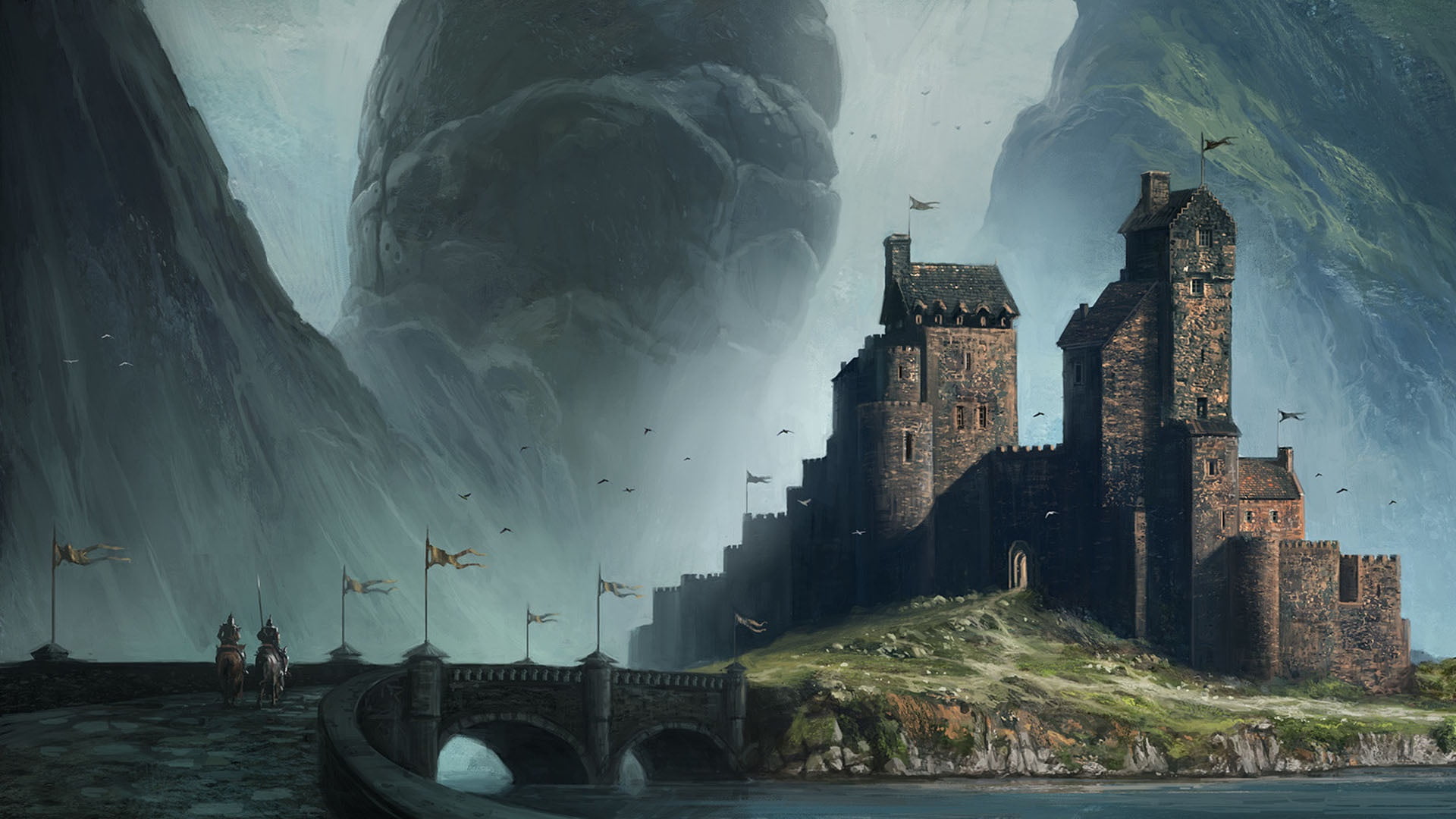 Andreas Rocha, Homecoming, Myths and Monsters, 1080P, castle, HD Wallpaper