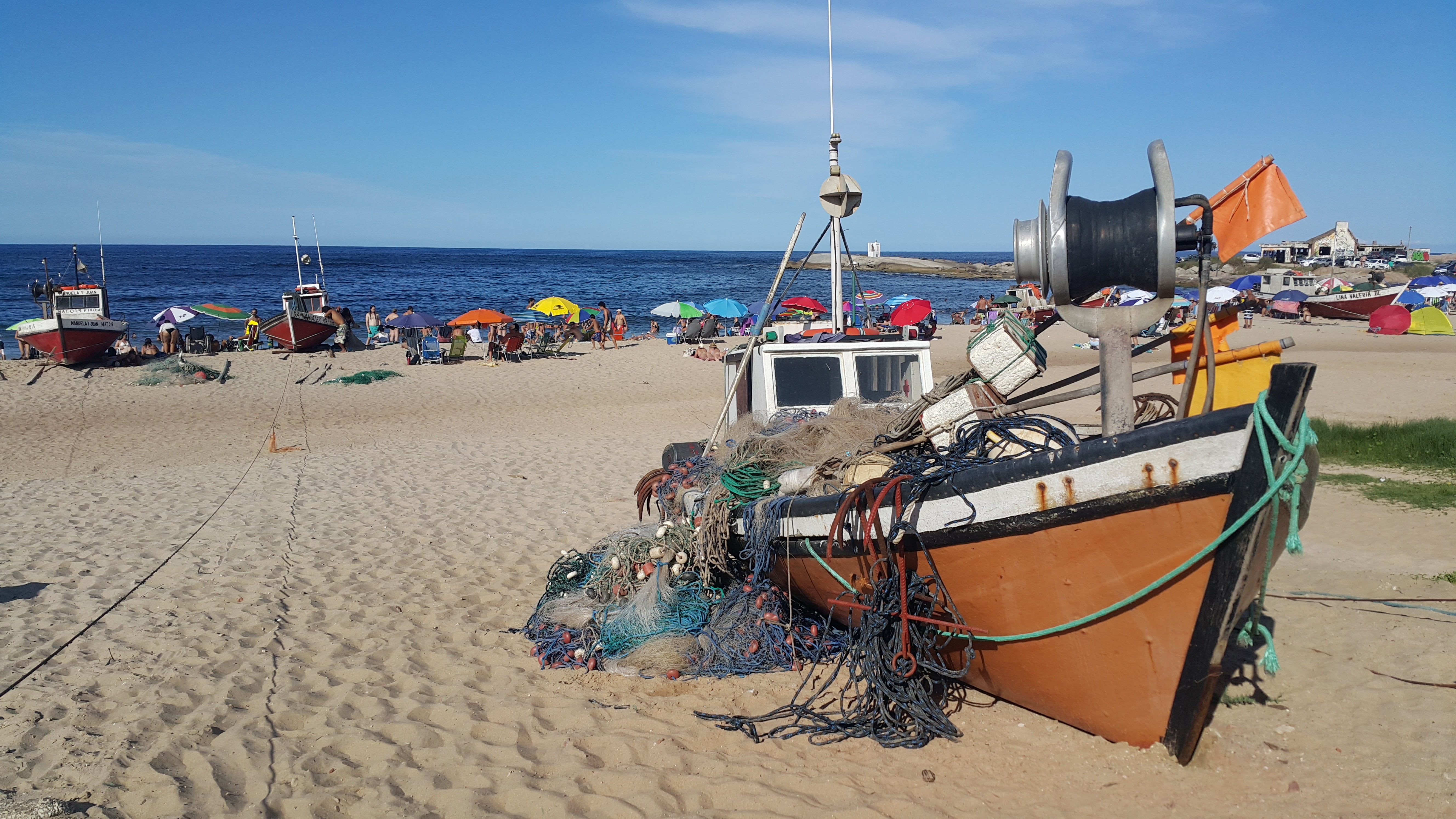 travel, fishermen, uruguay, 5K, fishing boat, sea, moored, land, fishing industry, nautical vessel, horizon over water, mode of transportation, horizon, HD Wallpaper