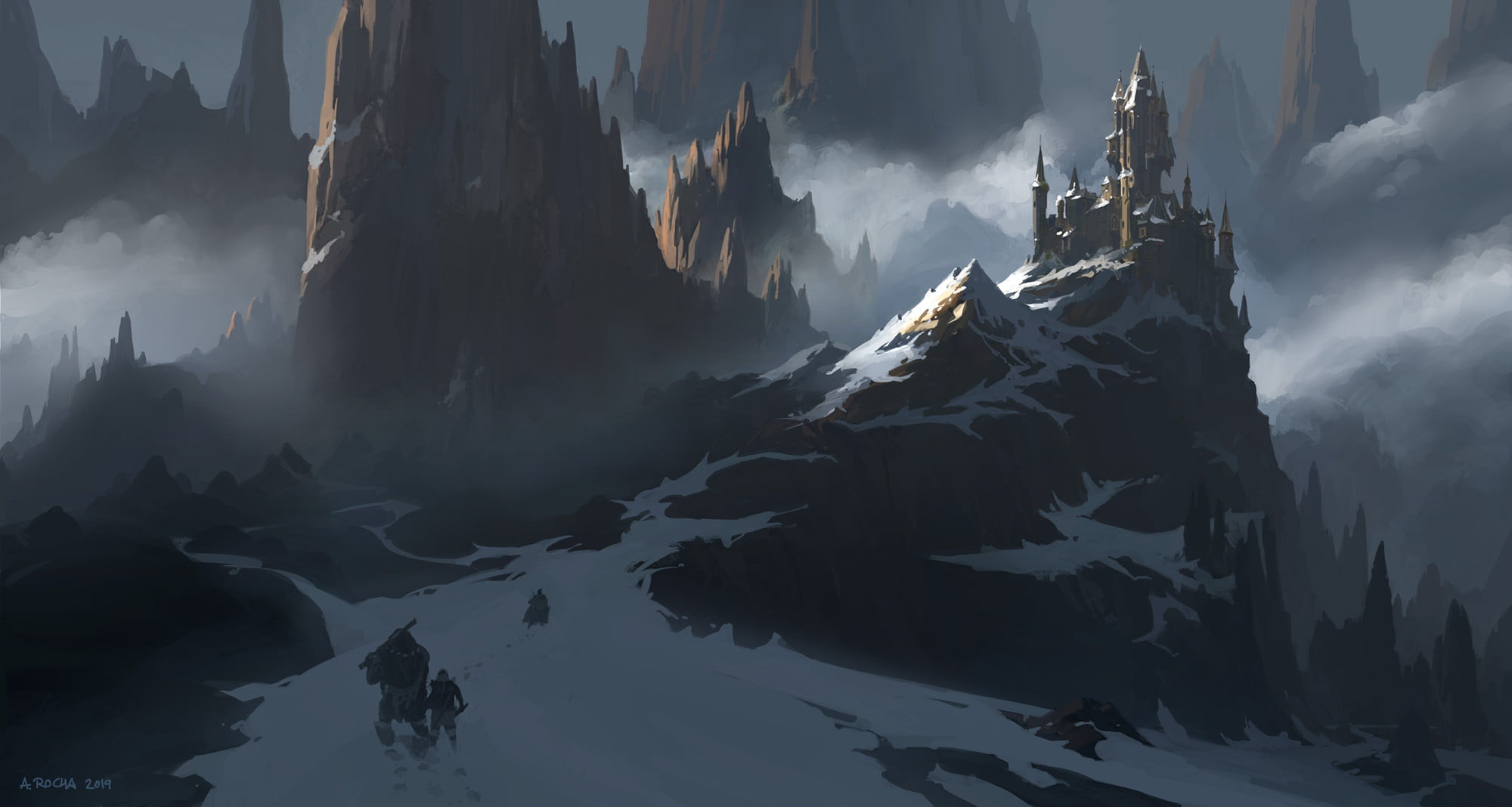 digital art, 1080P, castle, landscape, Andreas Rocha, HD Wallpaper