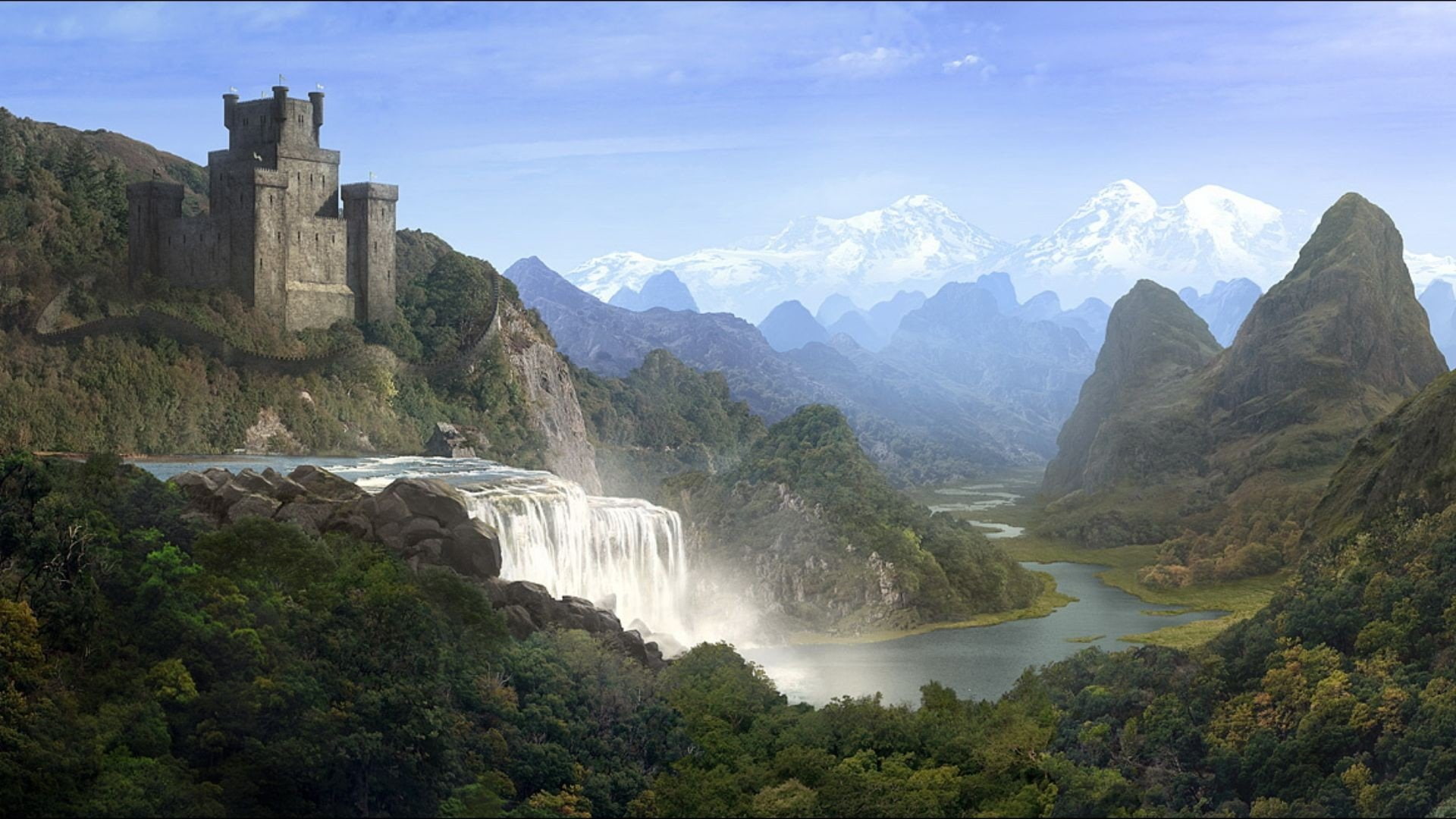 landscapes, castles, fantasy, artwork, art, Andreas, Rocha, Fans, 1080P, HD Wallpaper