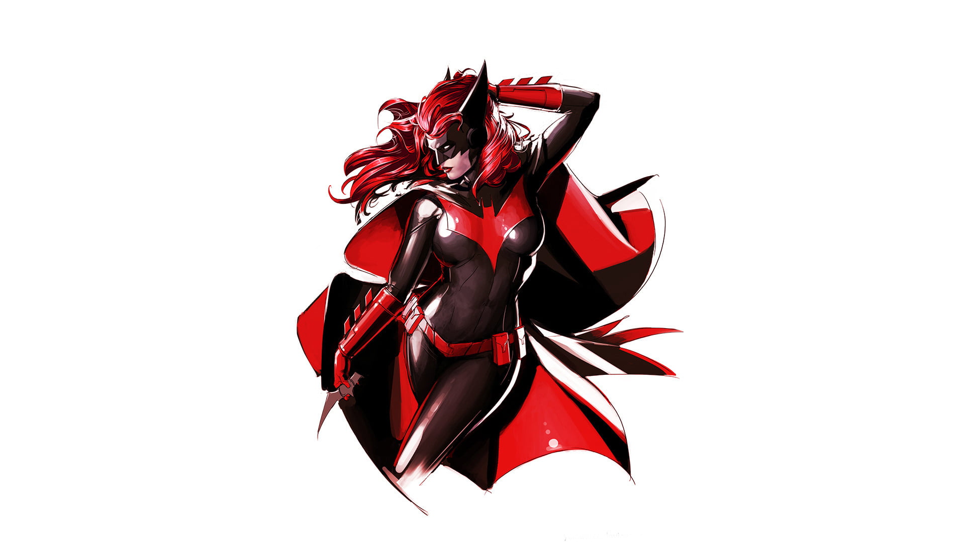 Batwoman, simple background, white background, 1080P, HD Wallpaper