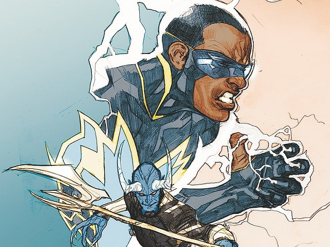 water, Black Lightning, mural, indoors, men, business, creativity, nature, representation, DC Universe, 720P, finance, human representation, one person, HD Wallpaper