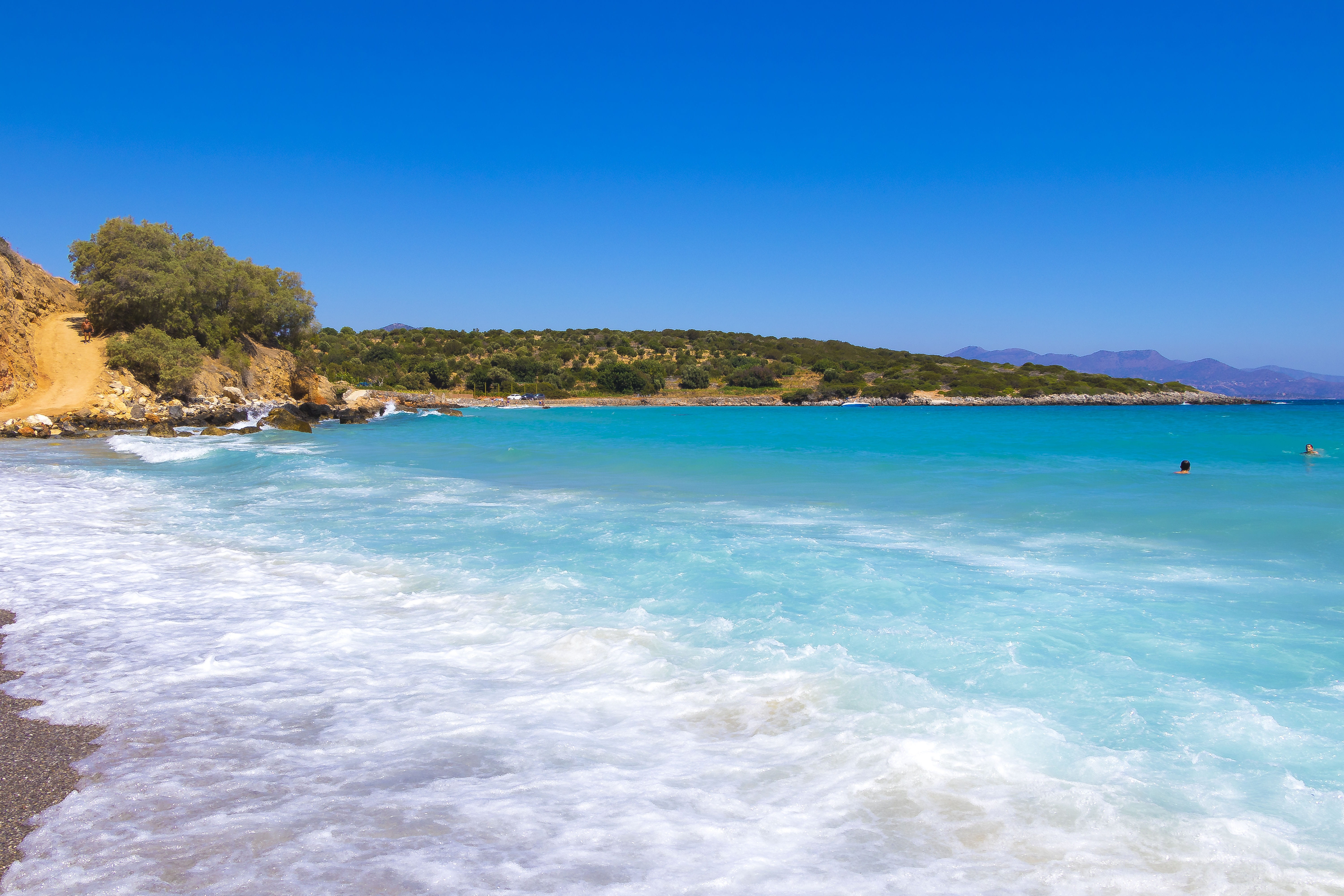 crete, tranquil scene, beauty in nature, lagoon, the background, aura, no people, landscapes, 5K, sky, travel, blue, the coast, nature, tranquility, sea, HD Wallpaper