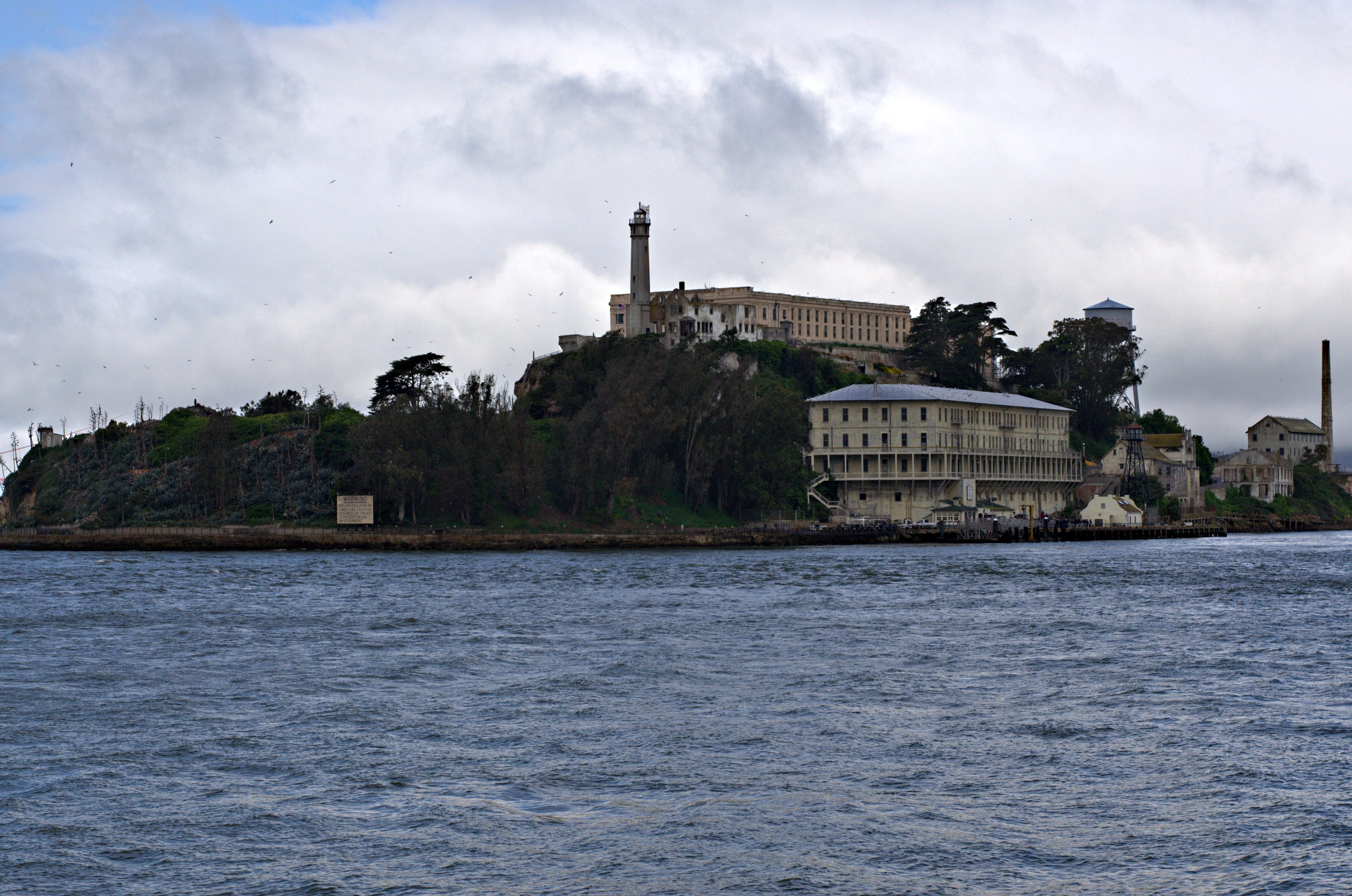 san, tower, bird, waterfront, architecture, Alcatraz, tourism, attraction, water, island, building exterior, landmark, land, no people, old, the past, travel destinations, HD Wallpaper