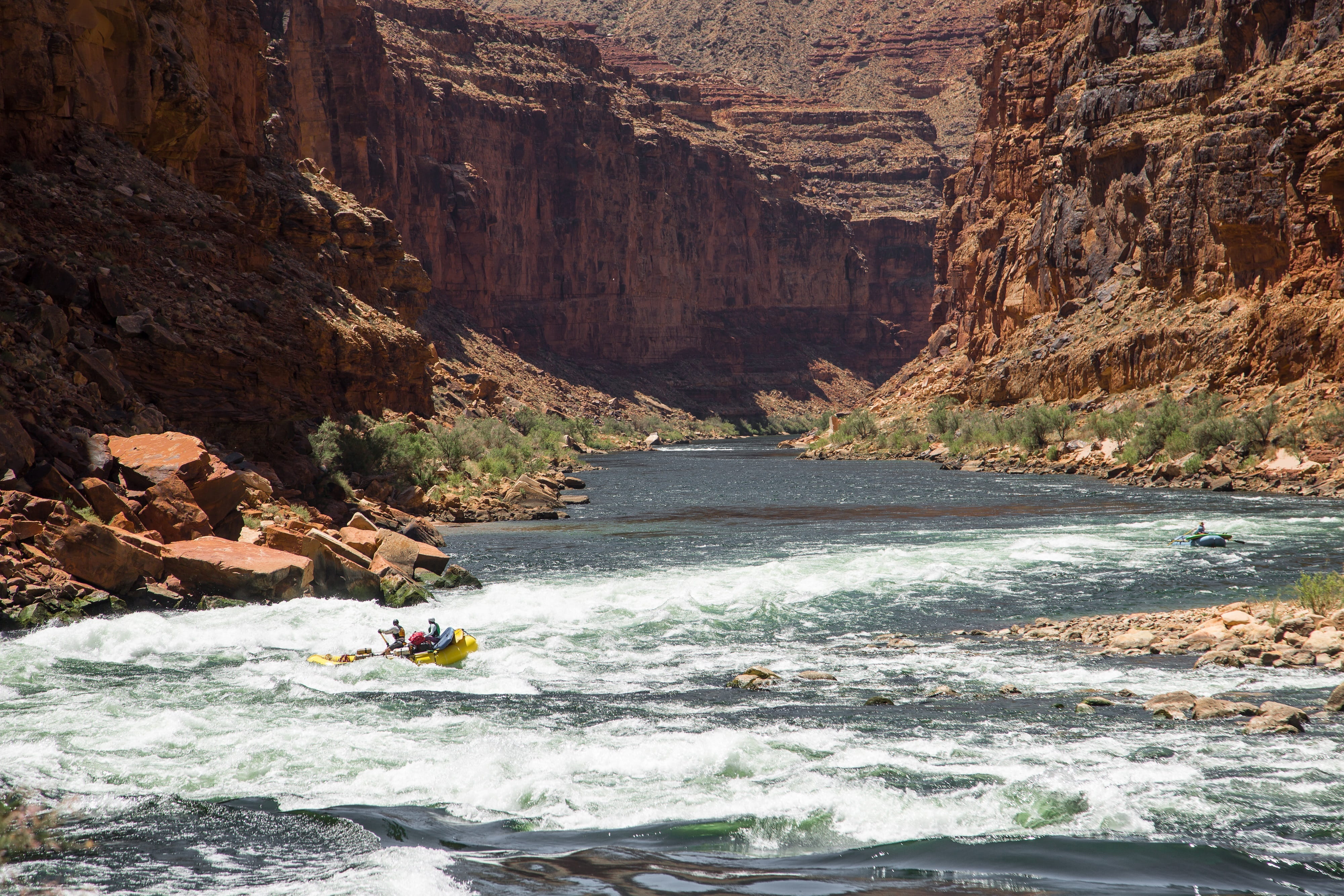 canyon, people, rock formation, challenge, inflatable, real people, raft, water, recreation, leisure activity, fitness, extreme, adventure, beauty in nature, HD Wallpaper
