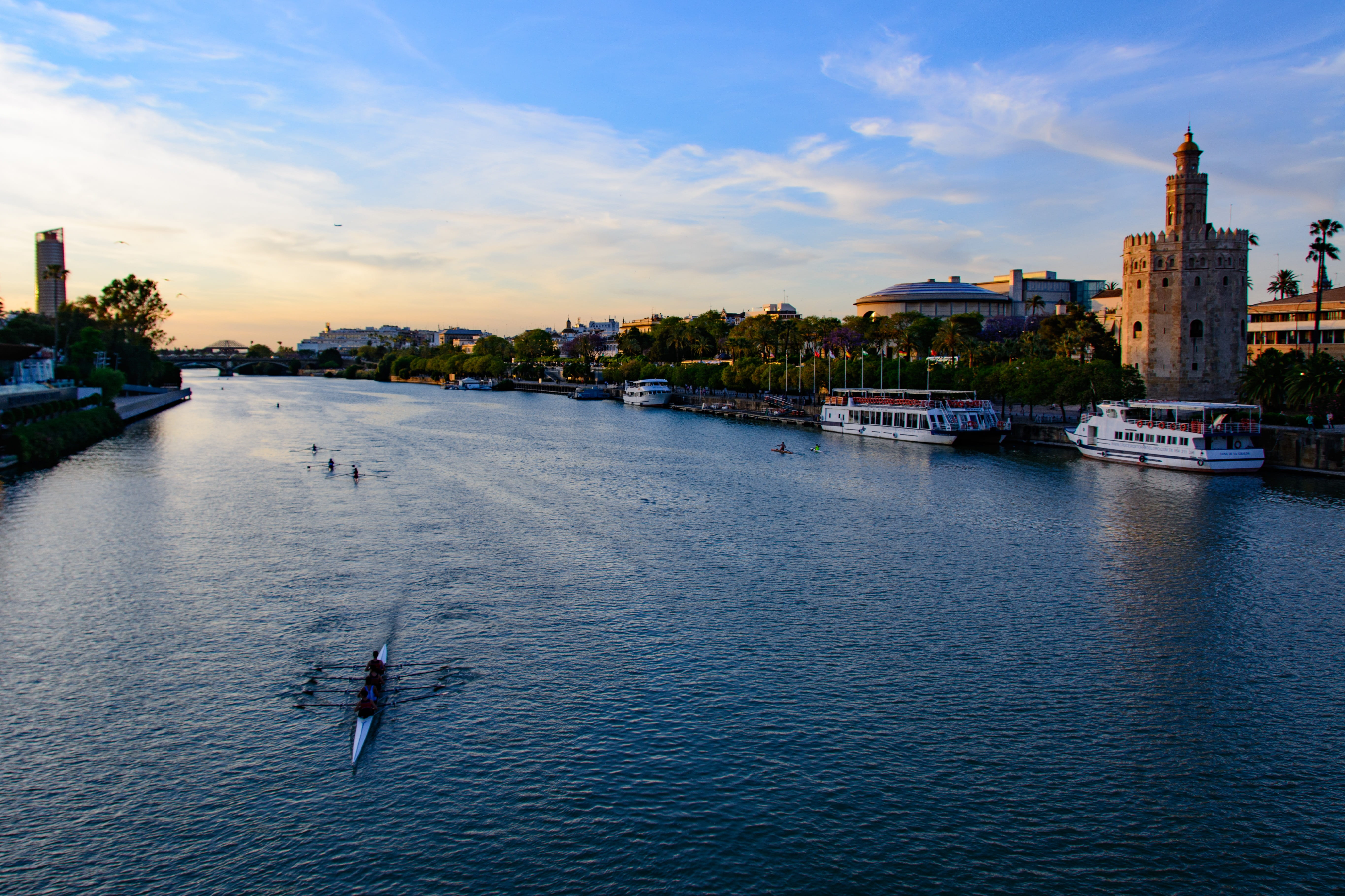 transportation, Seville, lifestyles, body, sky, sport, Water, outdoors, city, nature, sunset, building exterior, Sports, mode of transportation, architecture, HD Wallpaper