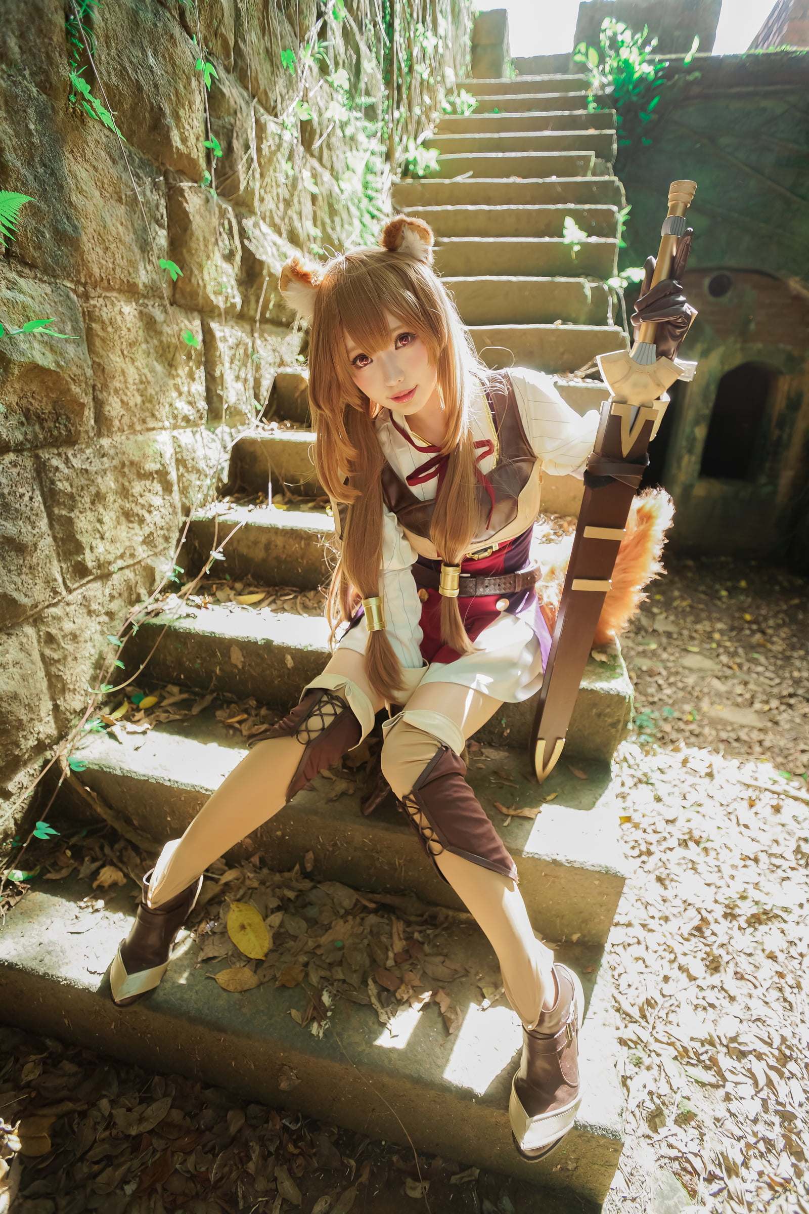 women outdoors, looking at viewer, 1080P, Asian, women, Tate no Yuusha no Nariagari, Raphtalia, Ely Cosplay (Eeelyeee), Ely, fantasy girl, Phone HD Wallpaper