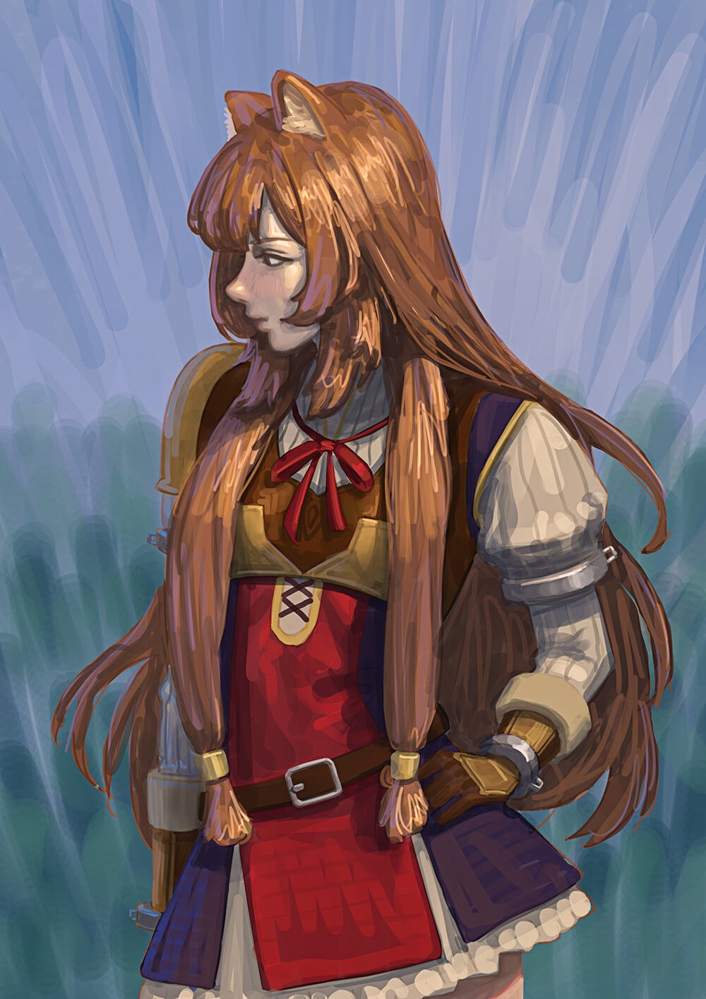 long hair, 720P, 2D, fan art, anime girls, Raphtalia, brunette, fantasy armor, animal ears, Tate no Yuusha no Nariagari, vertical, Phone HD Wallpaper