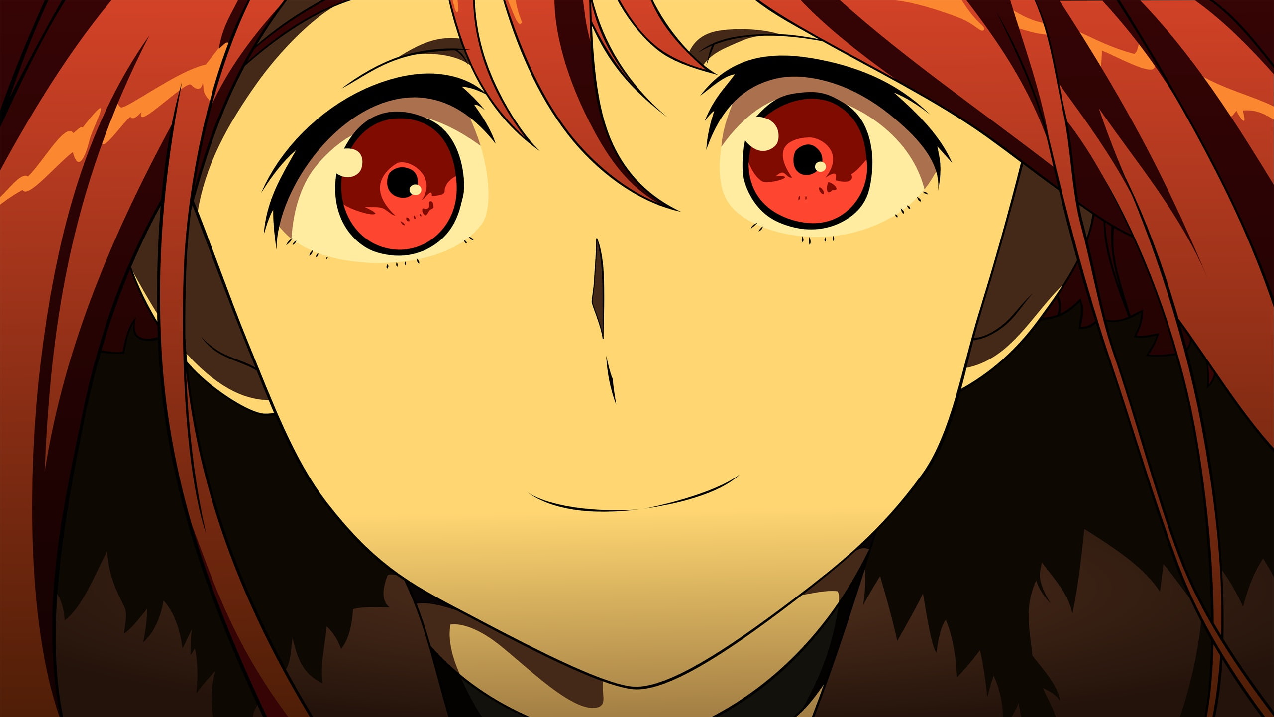hair, eyes, maoyuu, maou, red, yuusha, close, 2K, HD Wallpaper