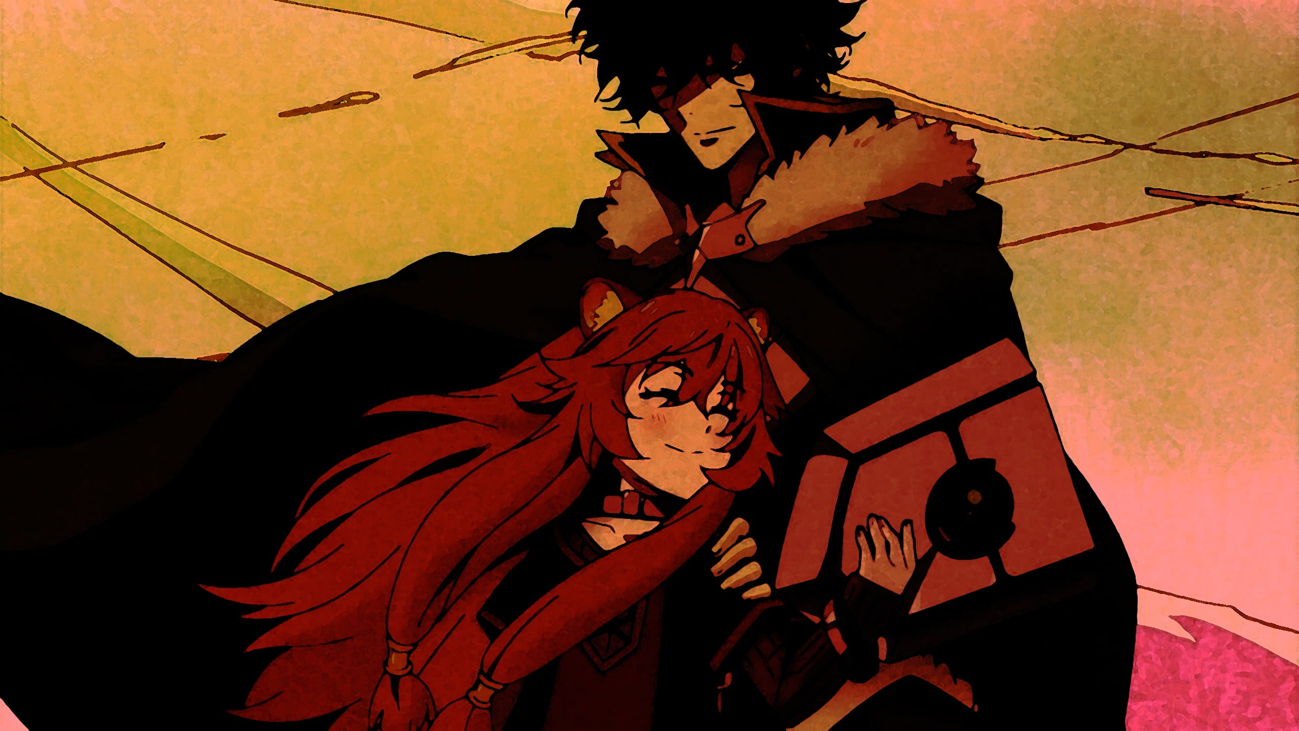 Red Hair, The Rising of the Shield Hero, 2K, Shield, Anime, Naofumi Iwatani, Raphtalia (The Rising of the Shield Hero), Black Hair, HD Wallpaper