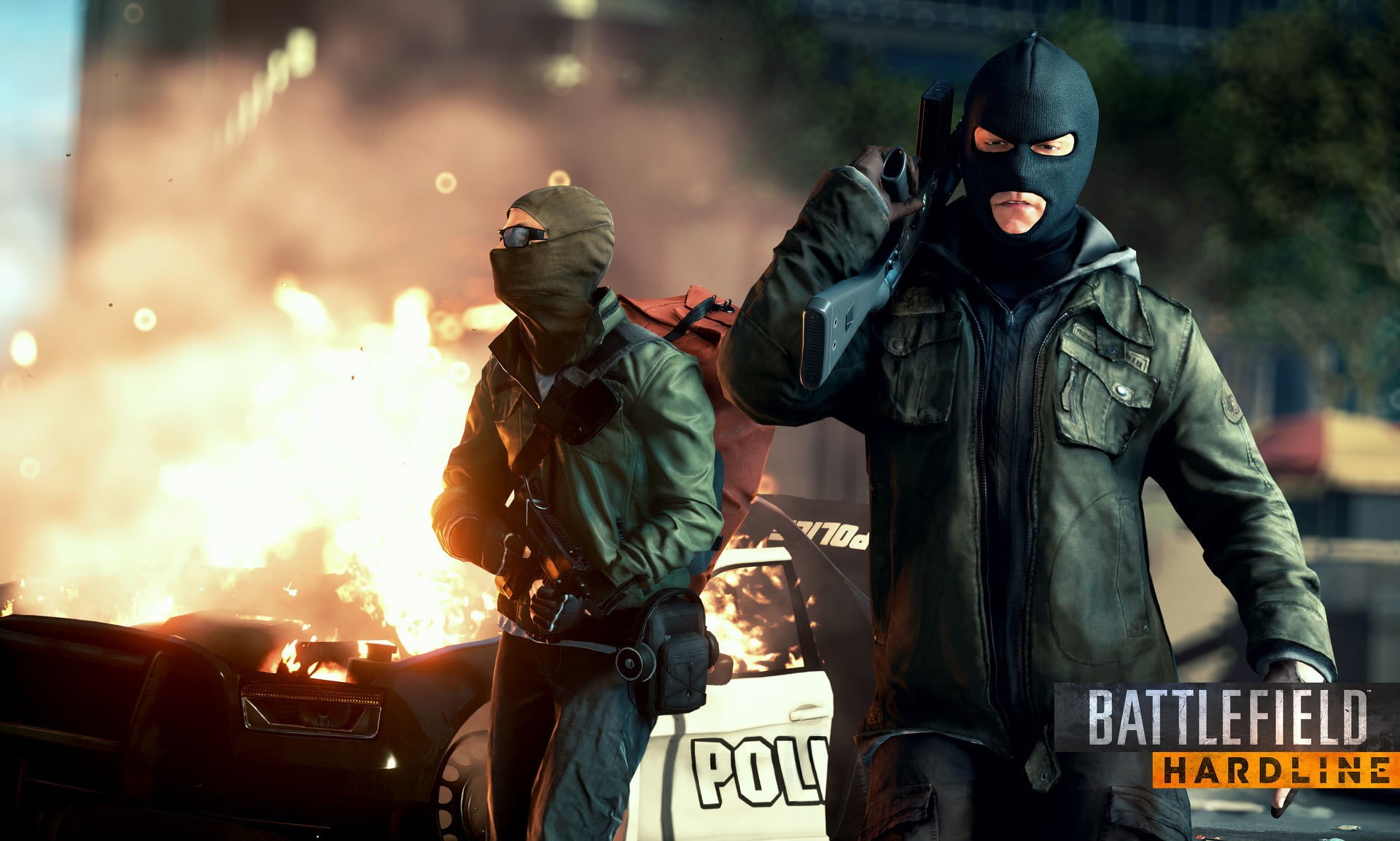 masks, hardline, Battlefield: Hardline, battlefield, 1080P, fire, criminals, HD Wallpaper