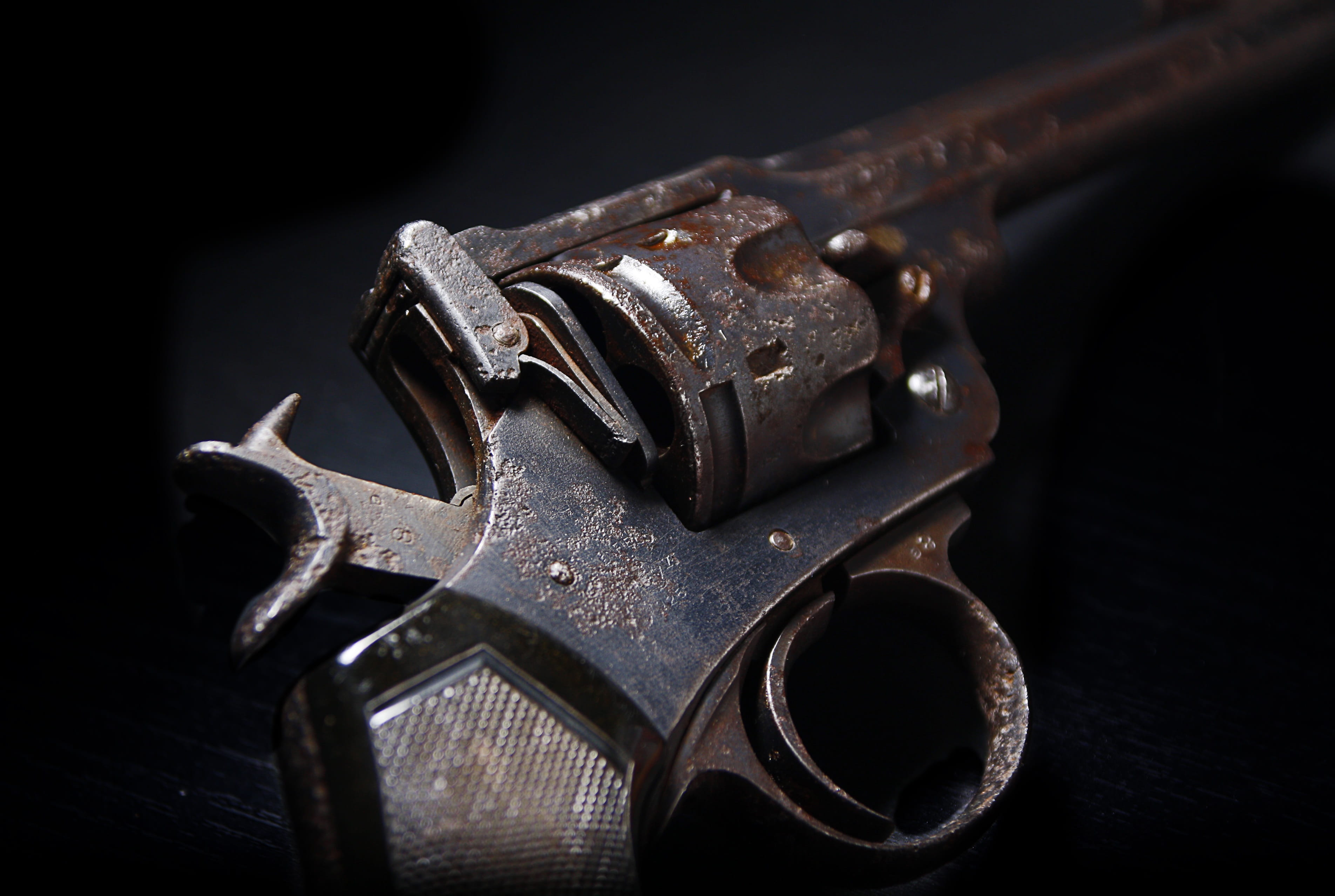 communication, gun, Weapon, social issues, sign, black background, metal, indoors, Hand Gun, dangerous, safety, protection, still life, closeup, violence, HD Wallpaper