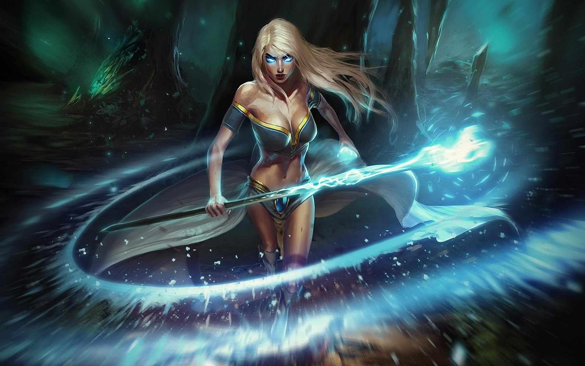 enchantress, 3d and abstract, magic, blue, 1080P, fantasy, HD Wallpaper