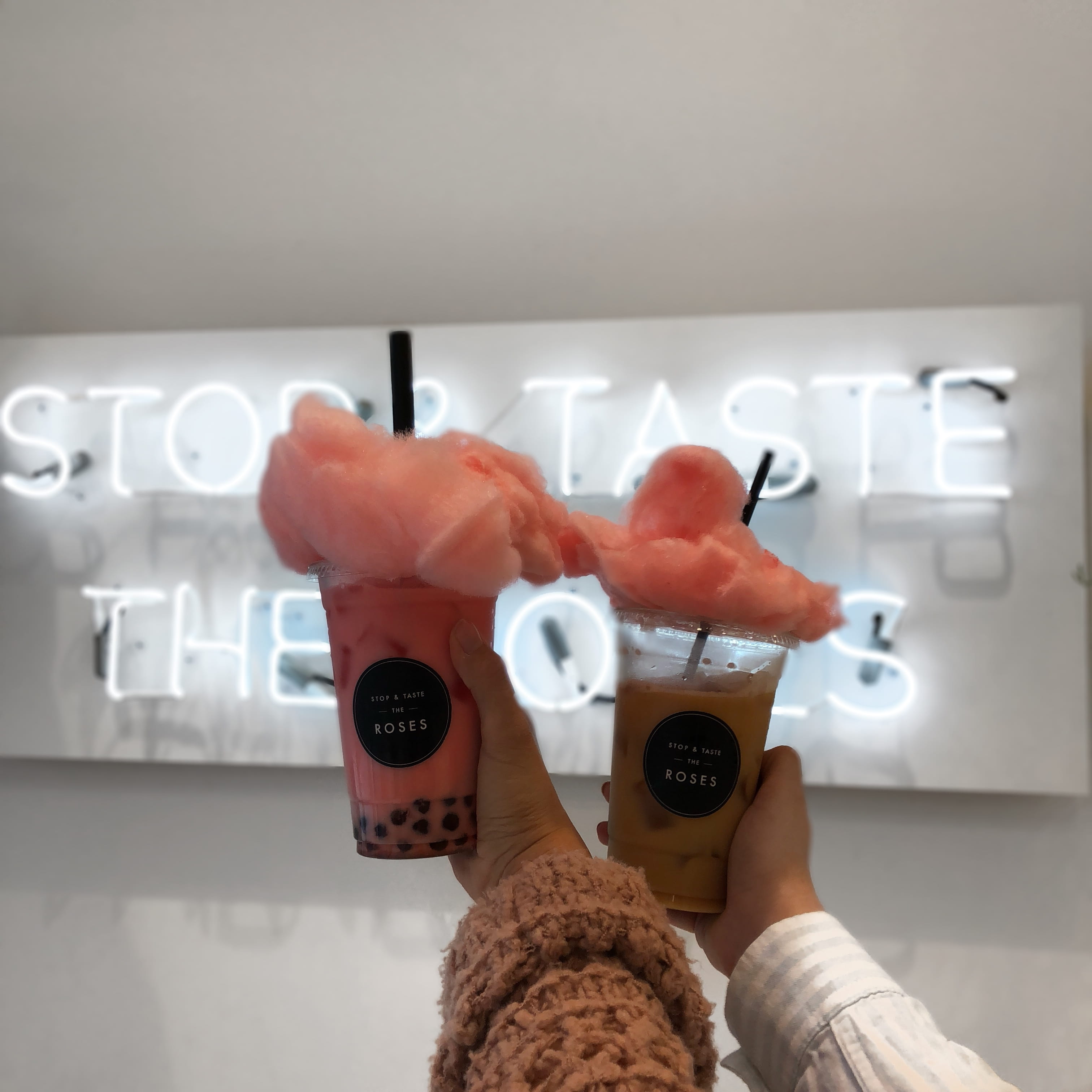 human limb, communication, lifestyles, roses, girly, human body part, personal perspective, pink, text, square, 2K, sign, hand, leisure activity, cotton candy, Phone HD Wallpaper
