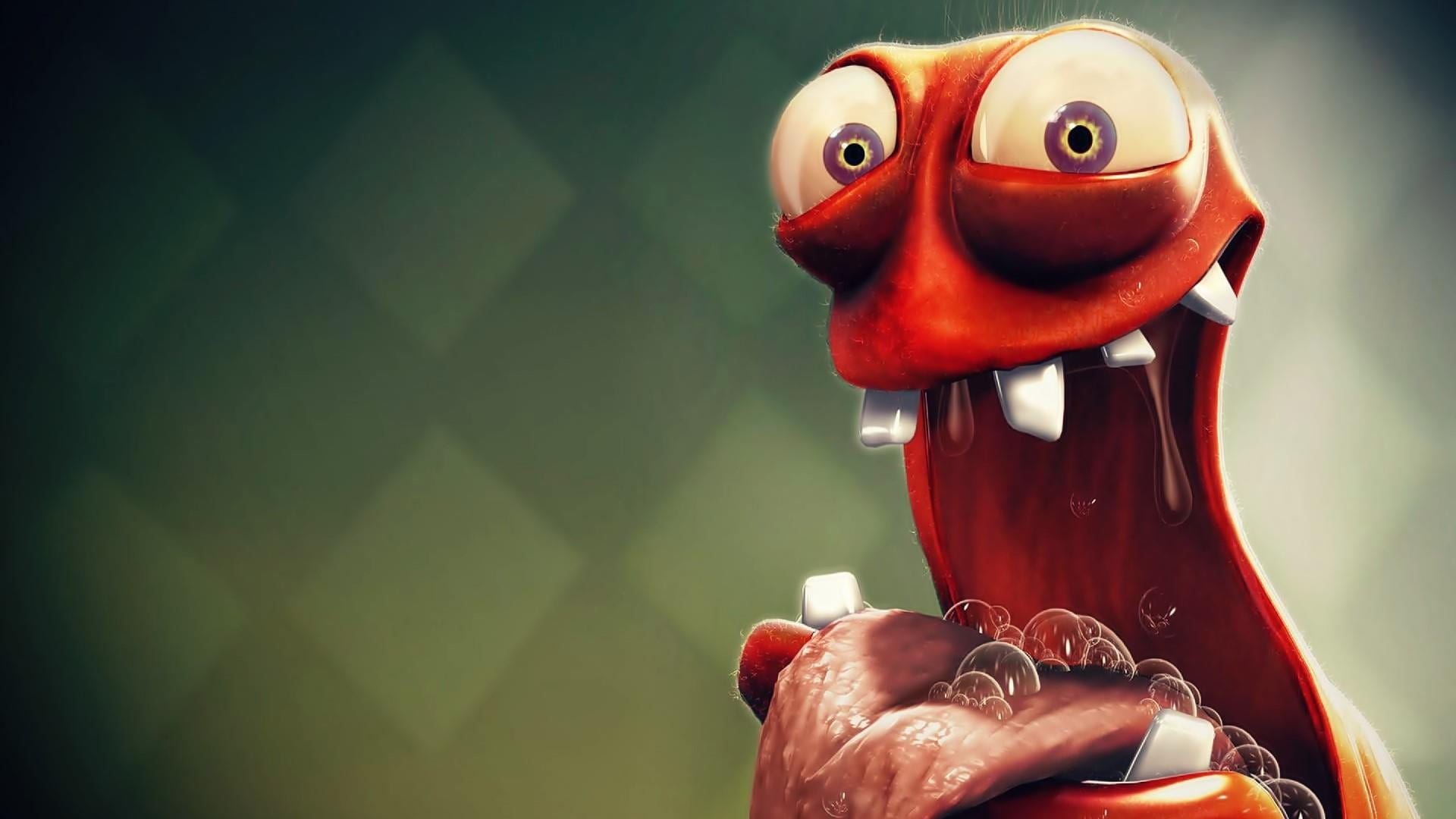 celebration, saliva, red, 1080P, monster, holding, male likeness, toy, real people, human representation, human hand, creativity, funny, figurine, close-up, HD Wallpaper