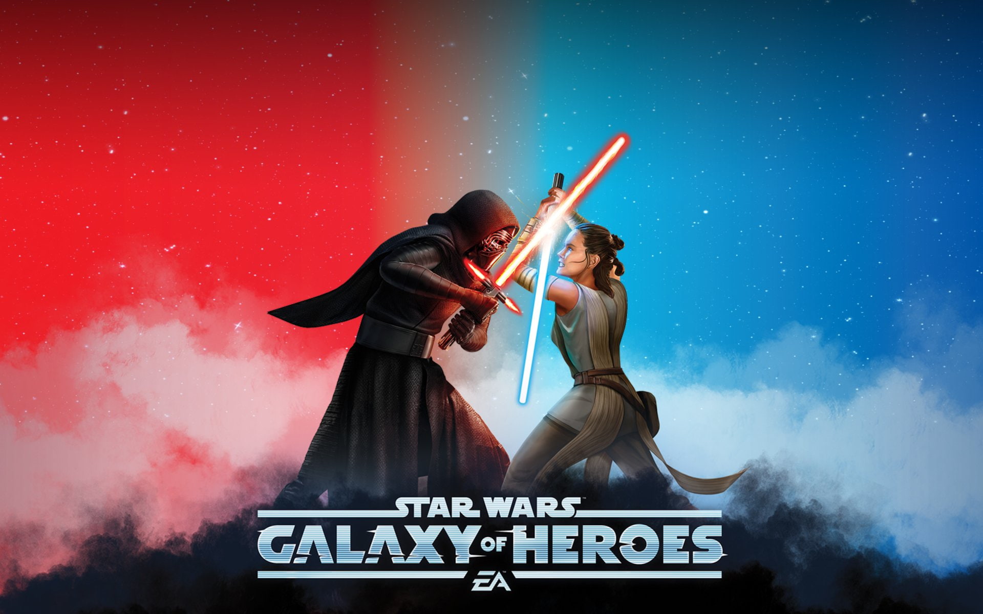 Rey (Star Wars), Kylo Ren, 1080P, Video Game, Star Wars: Galaxy of Heroes, HD Wallpaper