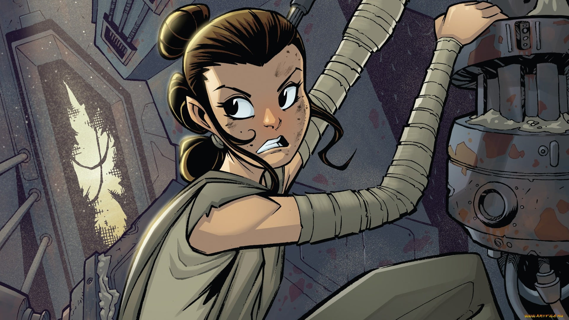 1080P, Star Wars, comic art, Rey, Star Wars Heroes, Rey (from Star Wars), HD Wallpaper