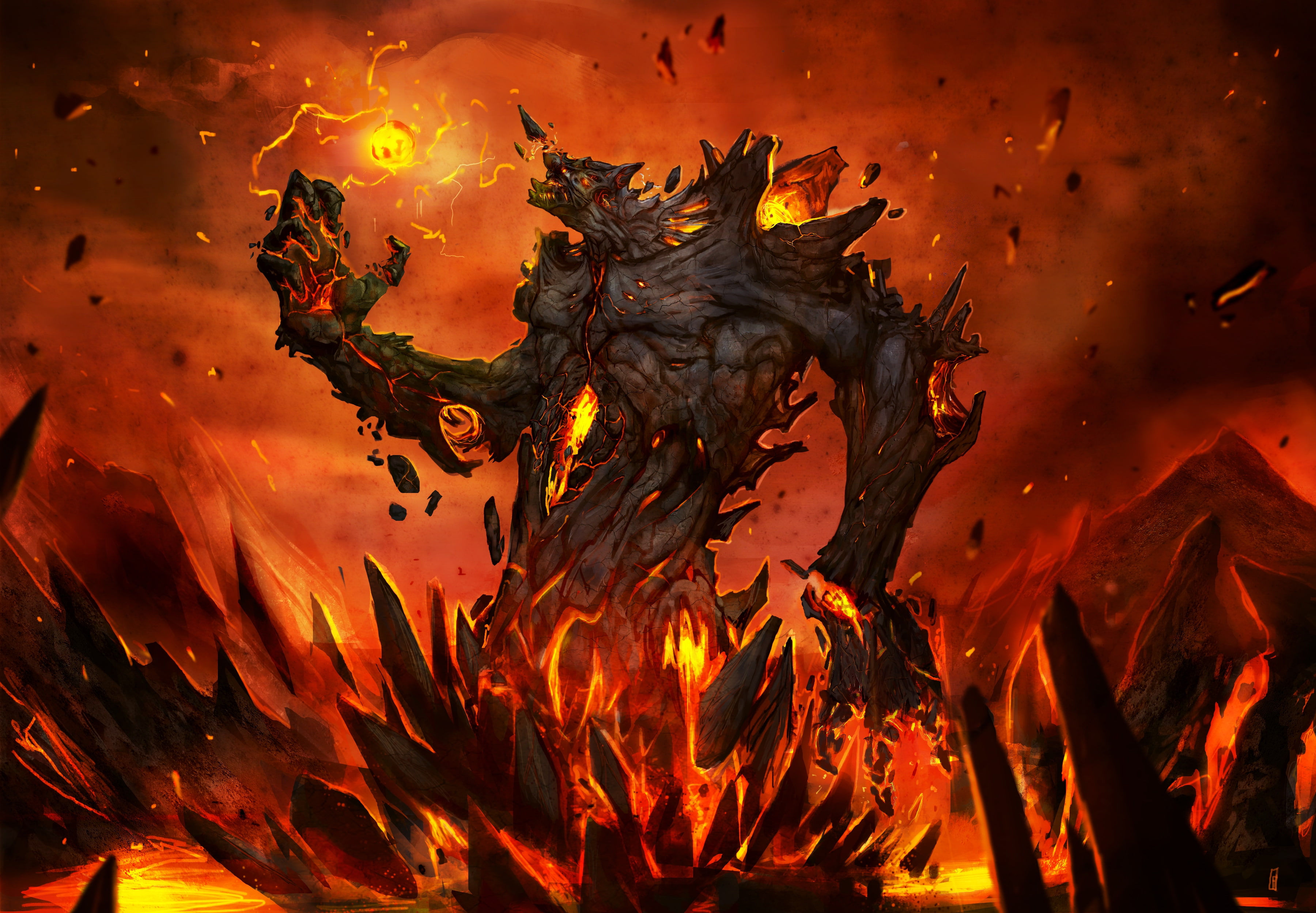 hd, art, 2K, fantasy art, fantasy, abstract, colossus, monsters, artwork, x, HD Wallpaper