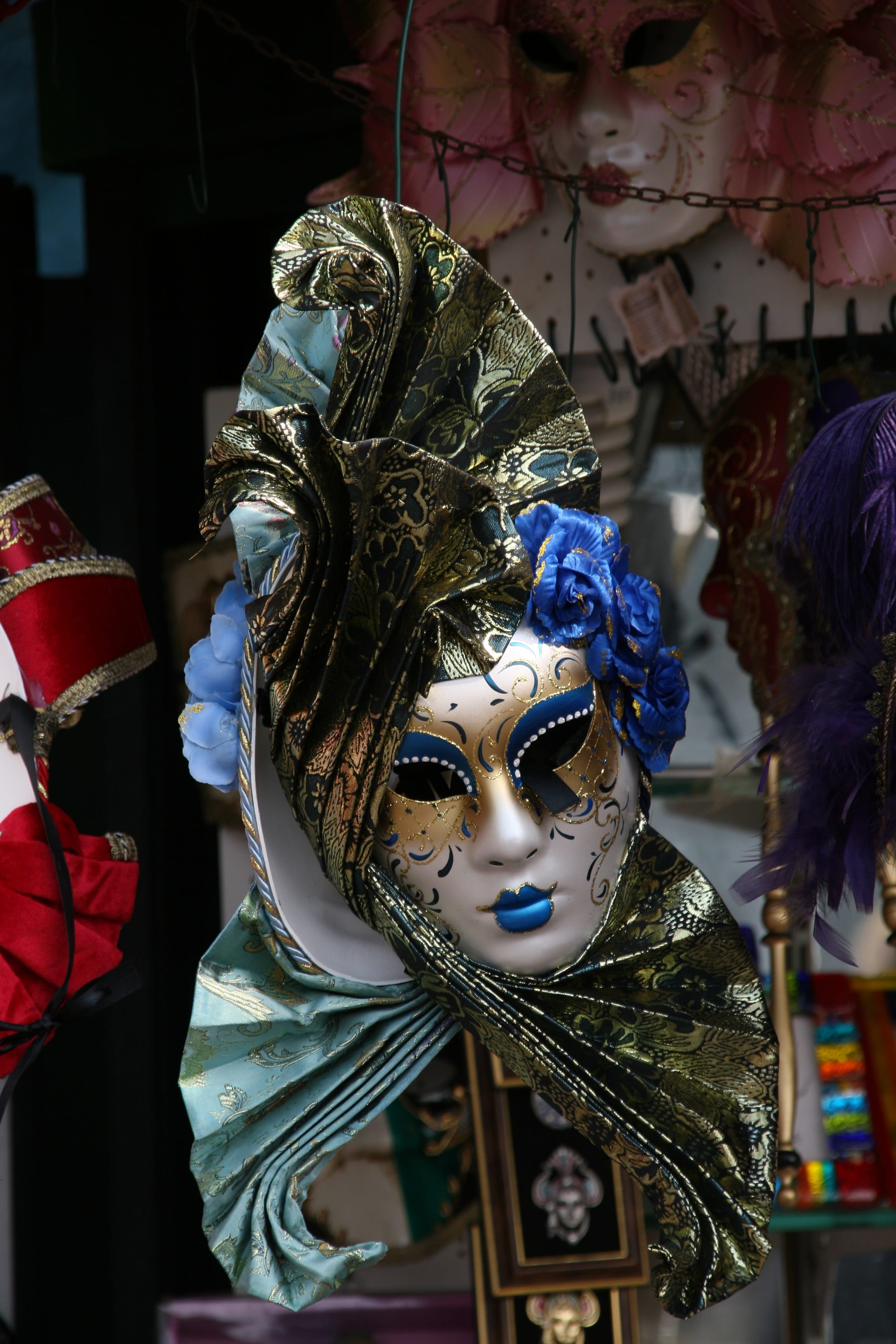 for sale, art, carnival, art and craft, masquerade, mask - disguise, creativity, festival, close-up, human representation, no people, painting, white, venezia, Phone HD Wallpaper