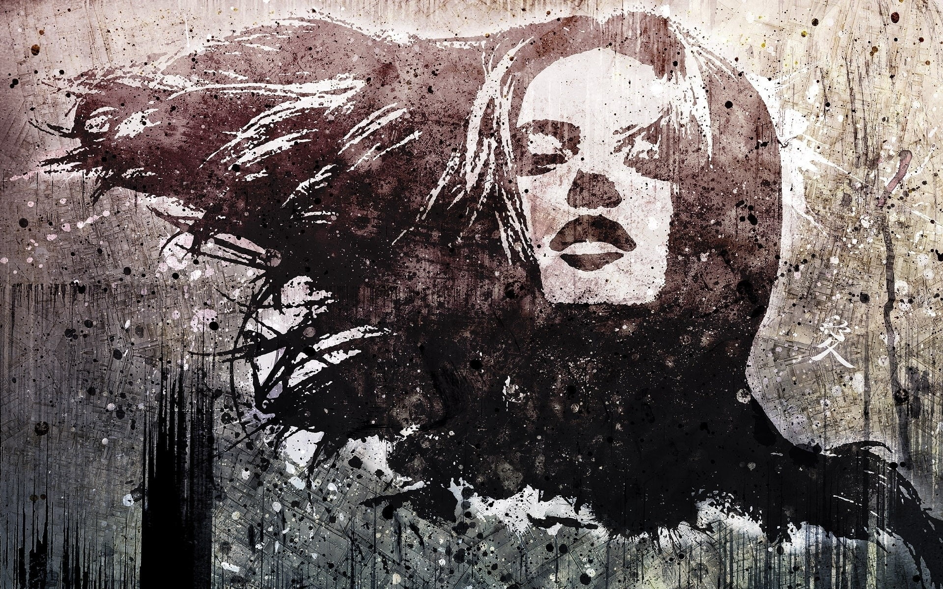 abstract, haired, painting, 1080P, alessandra, woman, digital/artwork, hd, ambrosio, face, long, HD Wallpaper
