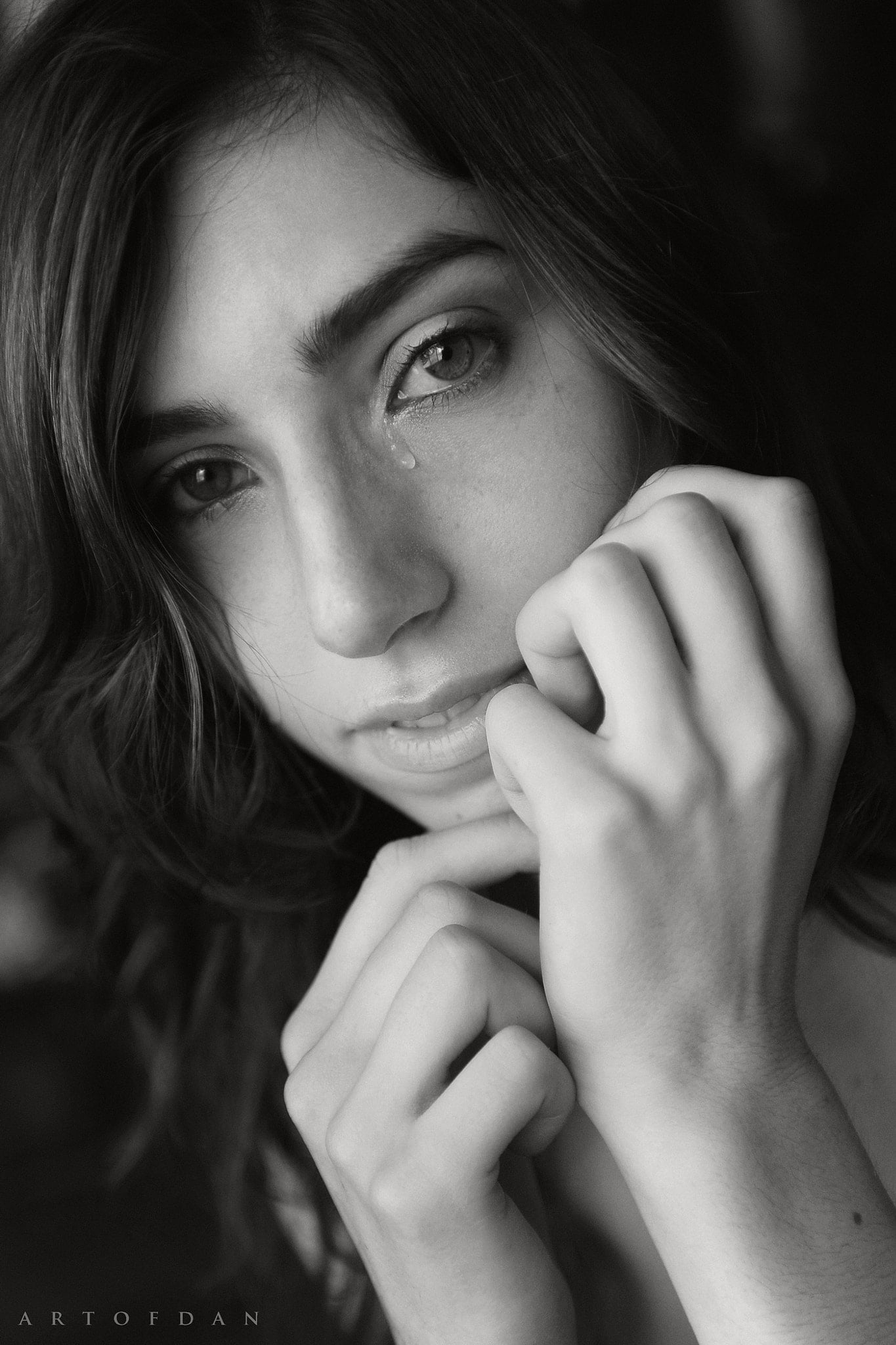 young adult, body part, one person, headshot, monochrome, 1080P, close-up, Dani Fehr, women, contemplation, 500px, beautiful woman, beauty, young women, Phone HD Wallpaper