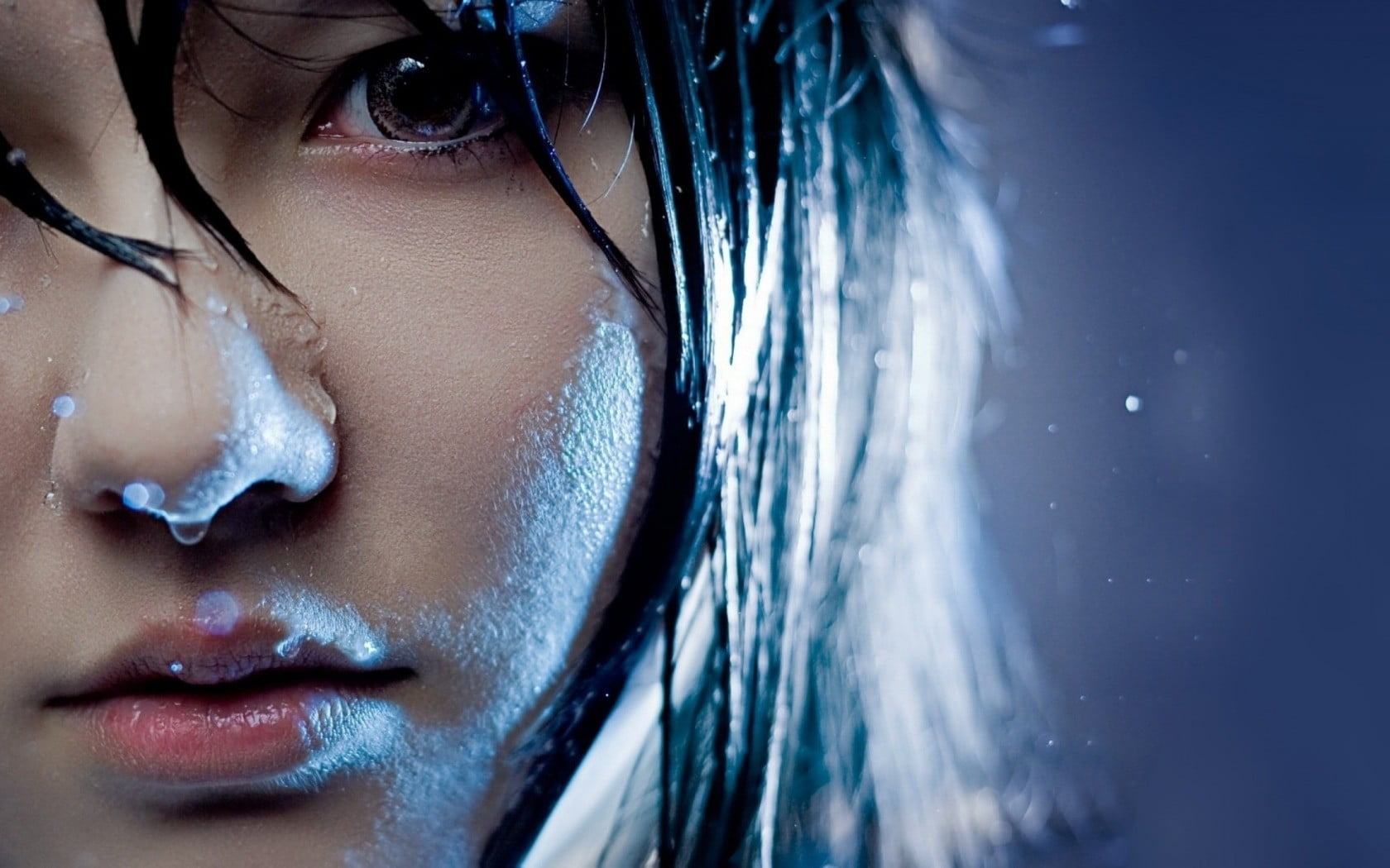 one person, portrait, beauty, human face, human lips, women, cold temperature, Japanese, dark hair, Kristina Kroete, indoors, headshot, wet, close-up, hair, HD Wallpaper