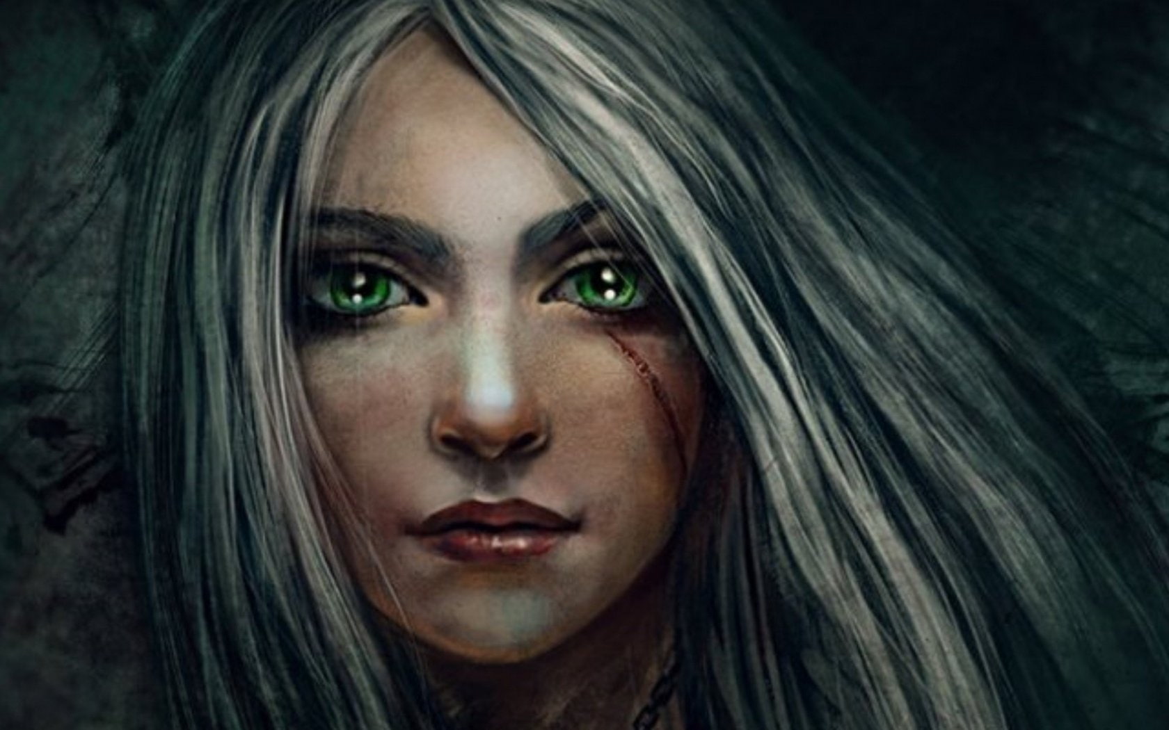 Women, Green Eyes, Fantasy, Girl, Scar, Woman, 720P, HD Wallpaper