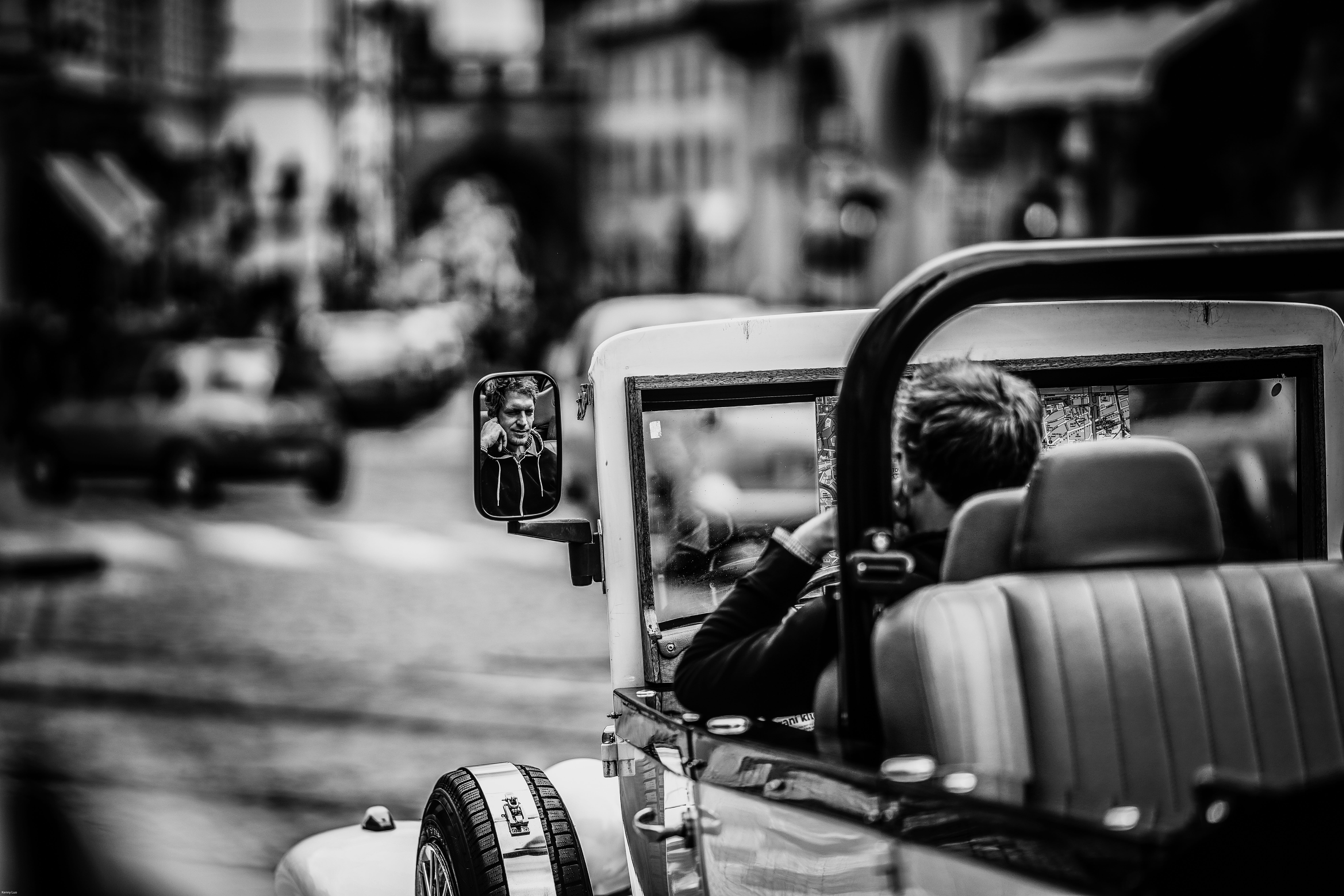 riding, close-up, 8K, technology, chair, motorcycle, black and white, classic, street, day, selective focus, car, vintage, sitting, transportation, man, HD Wallpaper