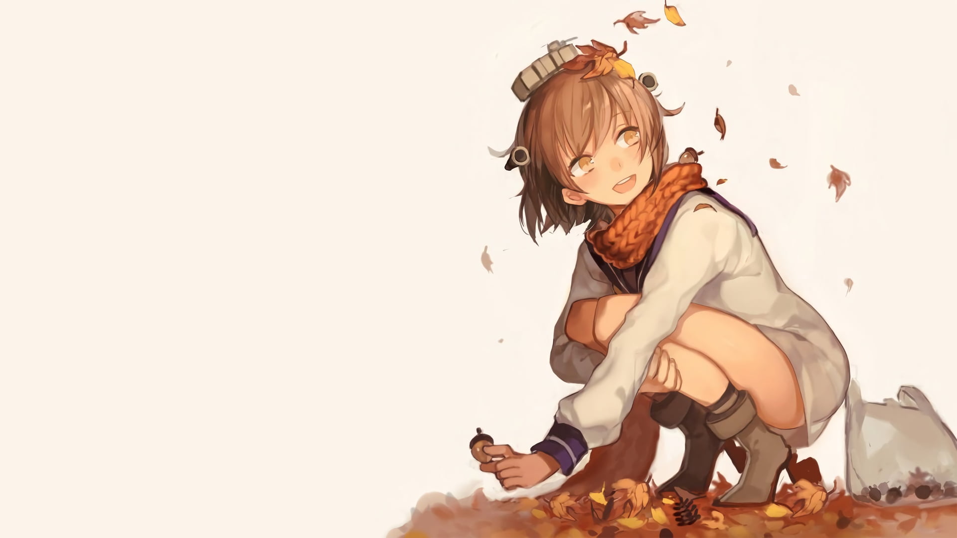 young adult, full length, 1080P, real people, studio shot, hairstyle, girls, white background, manga, Kantai Collection, anime girls, females, fall, one person, HD Wallpaper