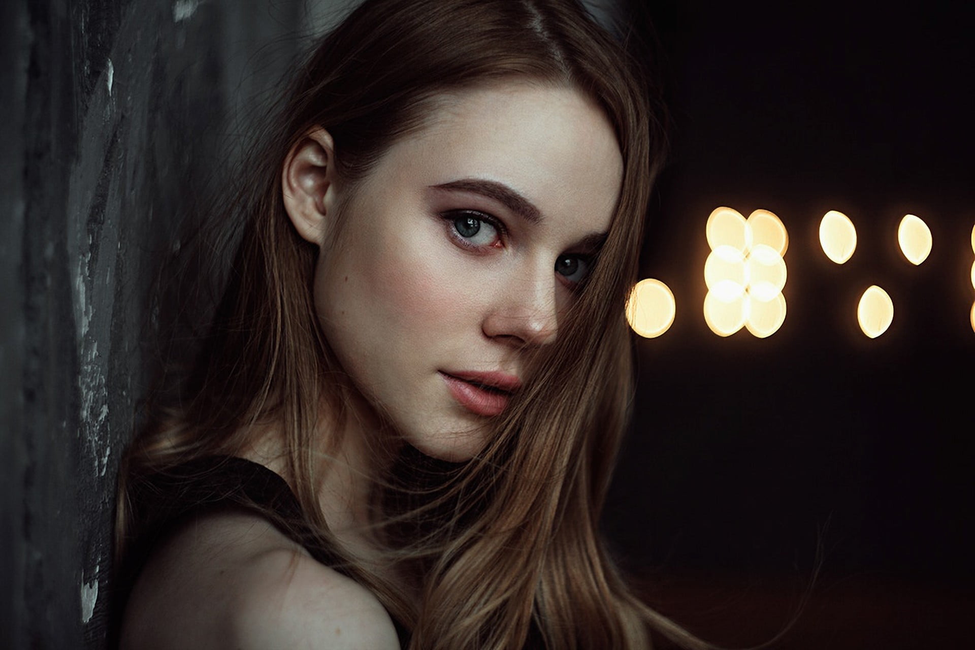 body part, contemplation, adult, portrait, indoors, face, Marietta Yushkova, beautiful woman, headshot, hair, young women, brown hair, night, long hair, HD Wallpaper