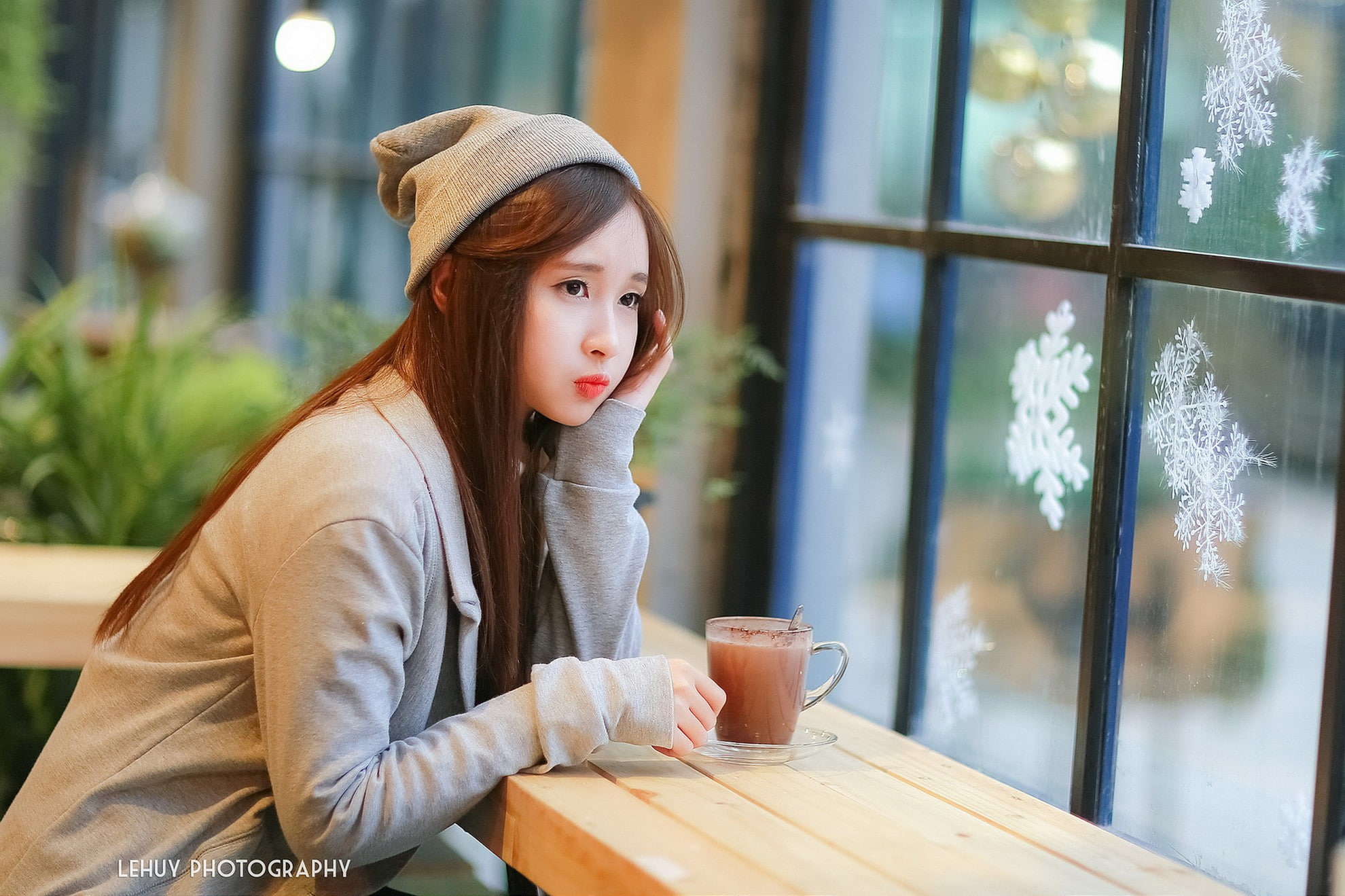 coffee shop, coffee cup, coffee - drink, cup, drinking, one person, restaurant, females, cafe, hairstyle, looking, adult, hot drink, sitting, window, mug, HD Wallpaper
