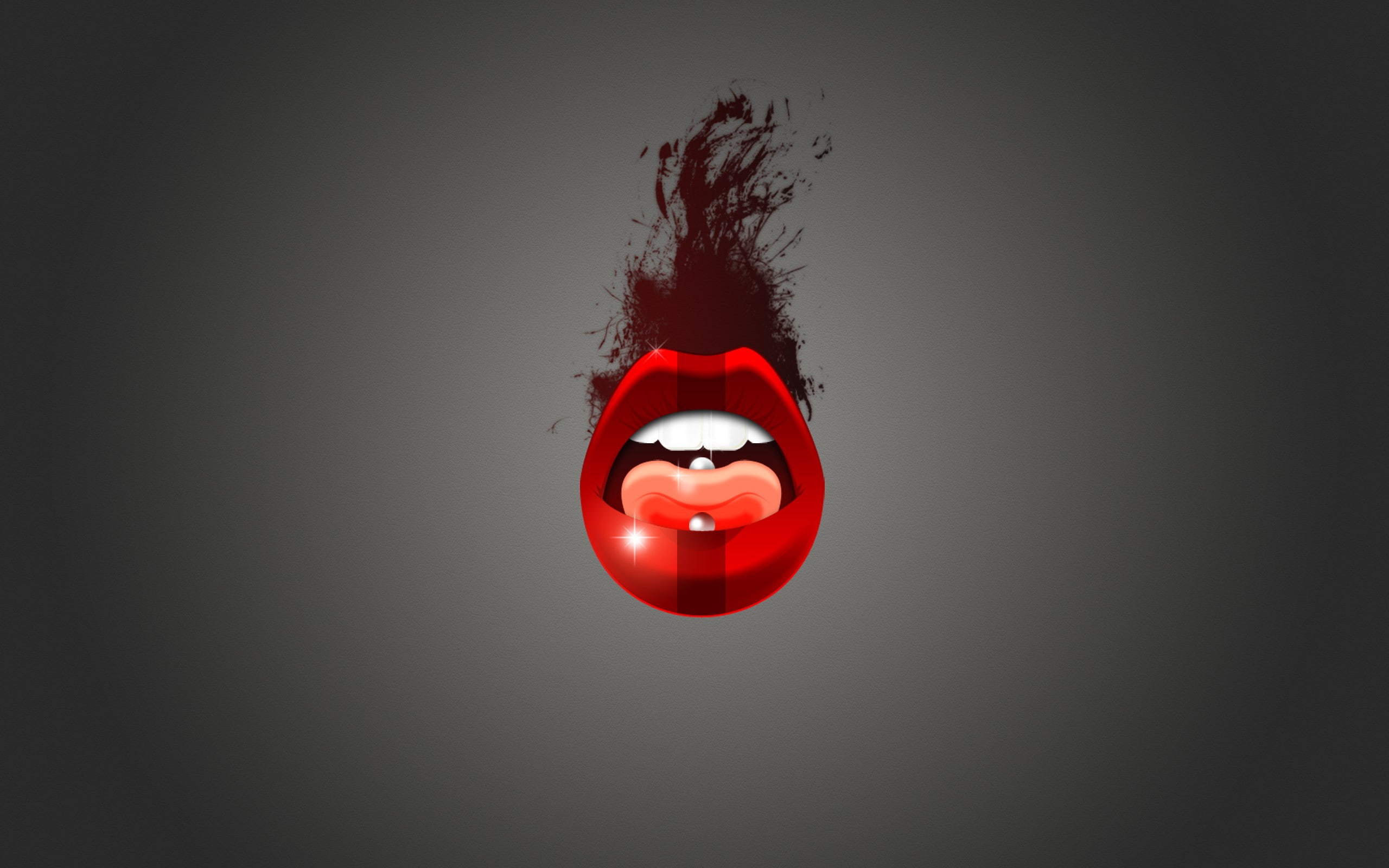 lipstick, lips, red, piercing, 2K, tongues, HD Wallpaper