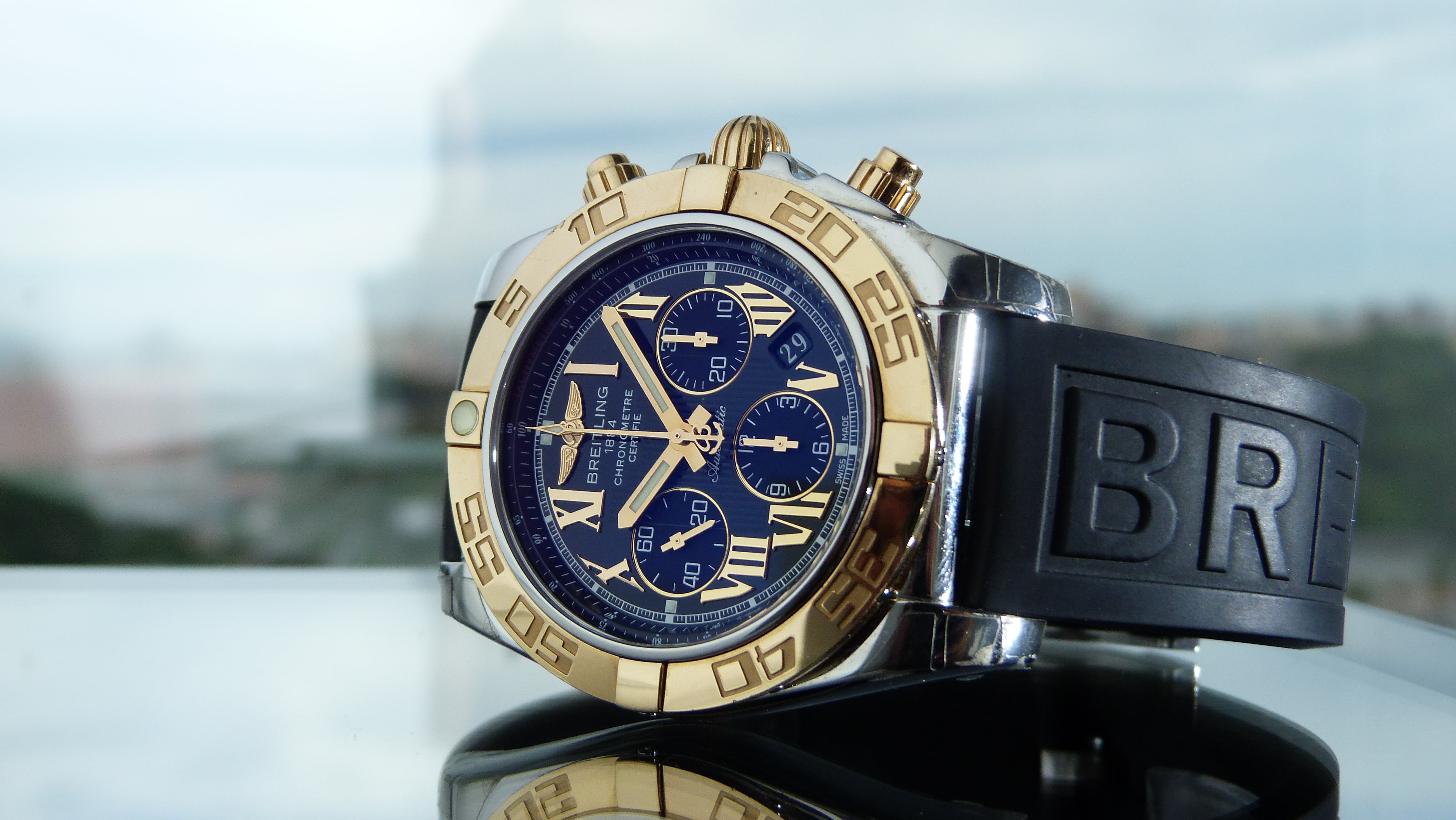 blue, silver colored, round, gold colored, focus on foreground, luxury, chronograph, close-up, clock, clock face, number, metal, male, breitling, countdown, HD Wallpaper