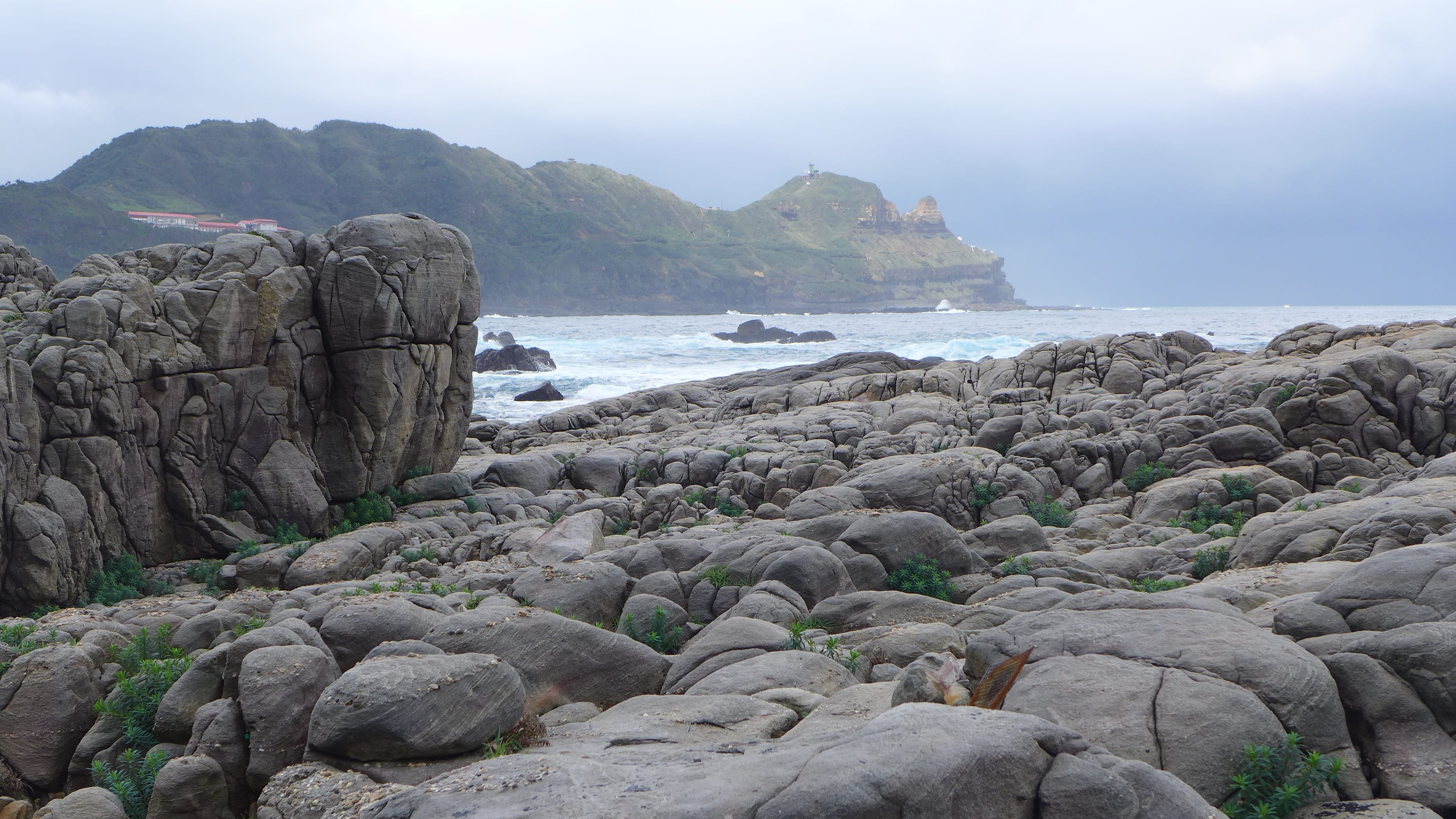 rocky shore, scenics - nature, outdoor, taiwan, coast, mountain, sea, water, motion, cloud - sky, rock - object, shore, tranquility, no people, 4K, environment, HD Wallpaper