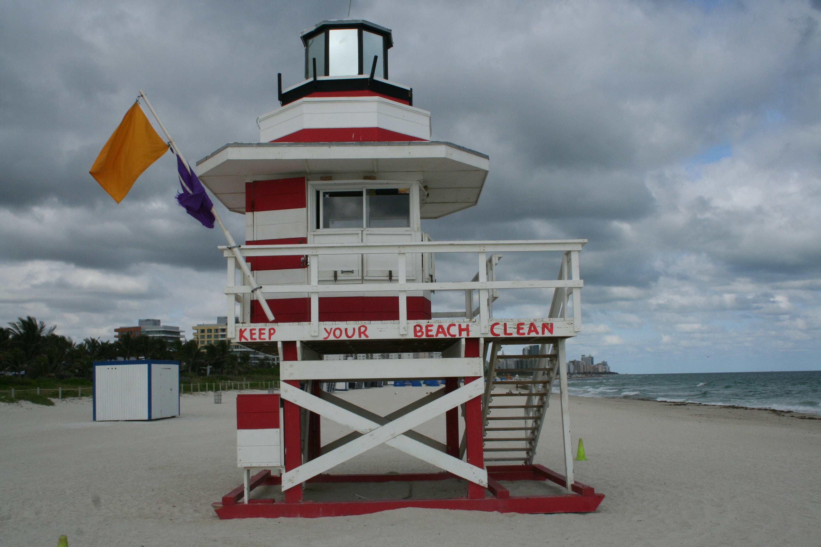 lifeguard hut, water, security, lighthouse, waterfront, lifeguard, man made structure, safety, horizon over water, hut, built structure, miami beach, no people, HD Wallpaper