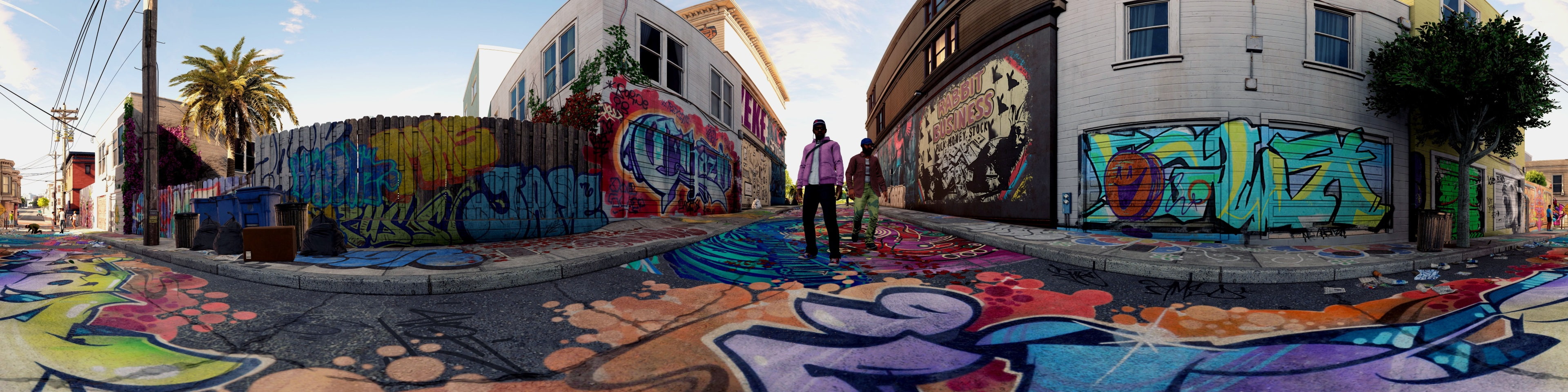 building exterior, built structure, graffiti, creativity, panoramic, mural, tropical climate, 4K, ornate, pattern, city, building, nature, day, street, HD Wallpaper