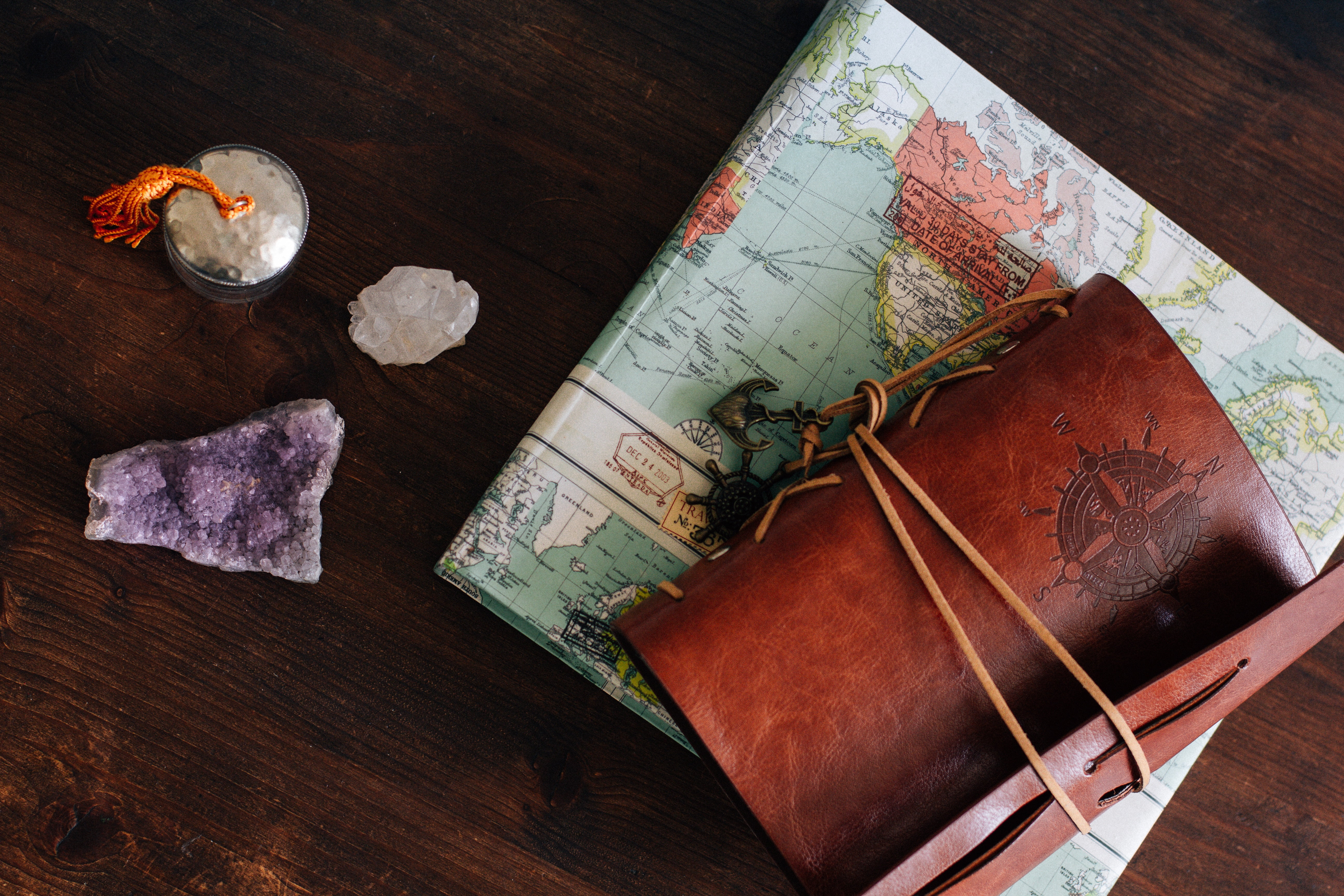 still life, belief, wood - material, ancient, table, paper, publication, 5K, map, antique, wisdom, finance, history, travel, world map, the past, leather, HD Wallpaper