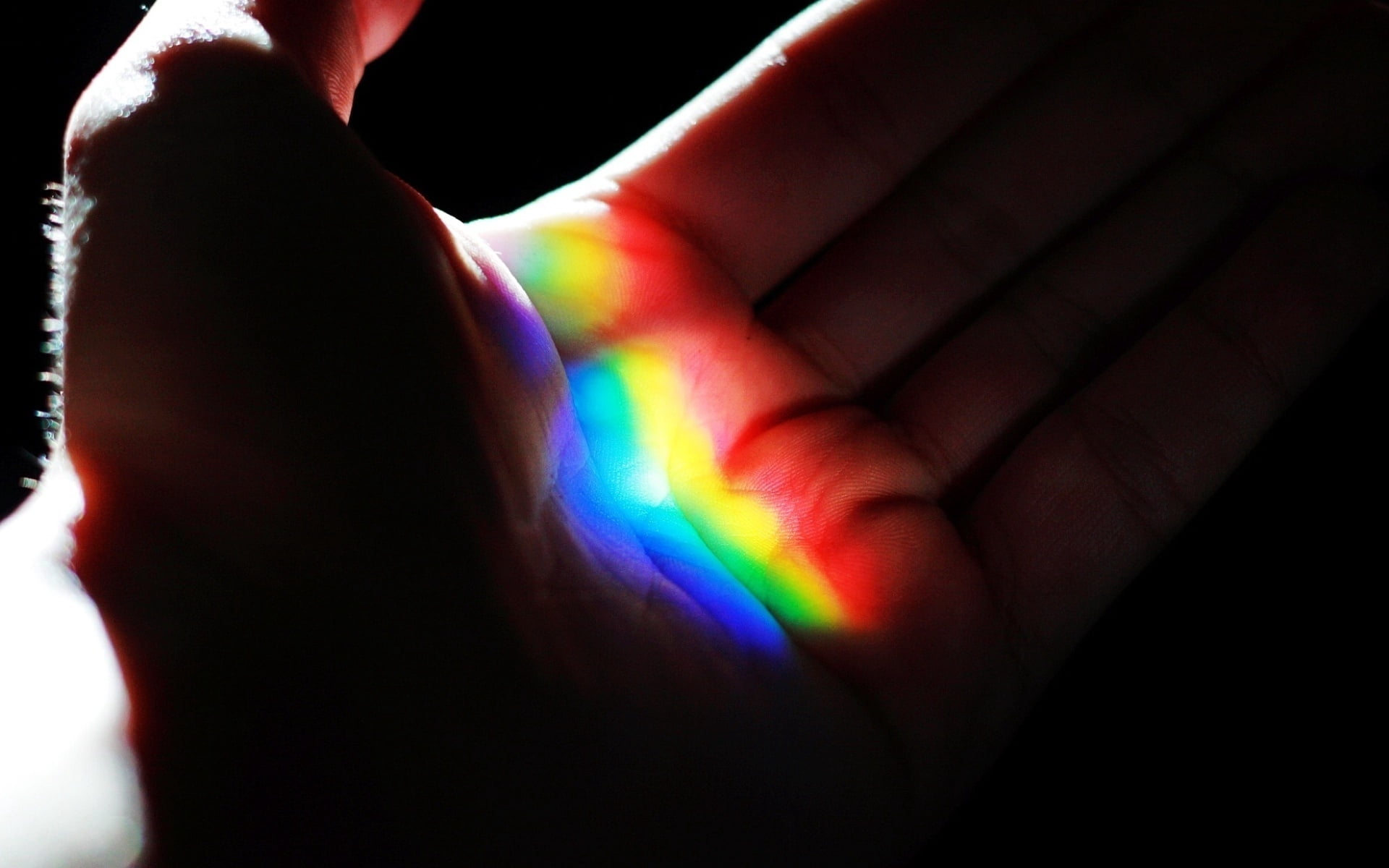human Finger, spectrum, creativity, adult, left, finger, yellow, black Background, rainbow, human Hand, macro, vibrant Color, multi Colored, human joint, HD Wallpaper