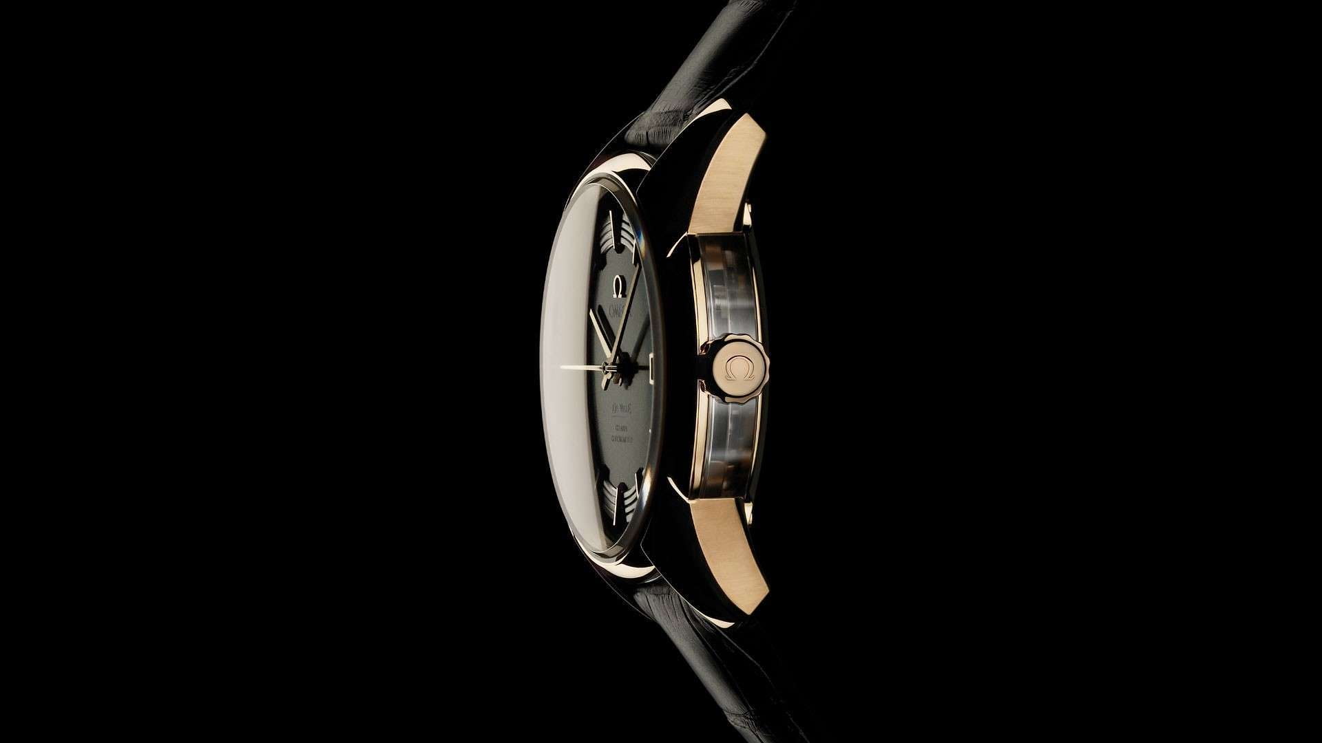 watch, leather, strap, hd, gold, 1080P, crown, omega, HD Wallpaper