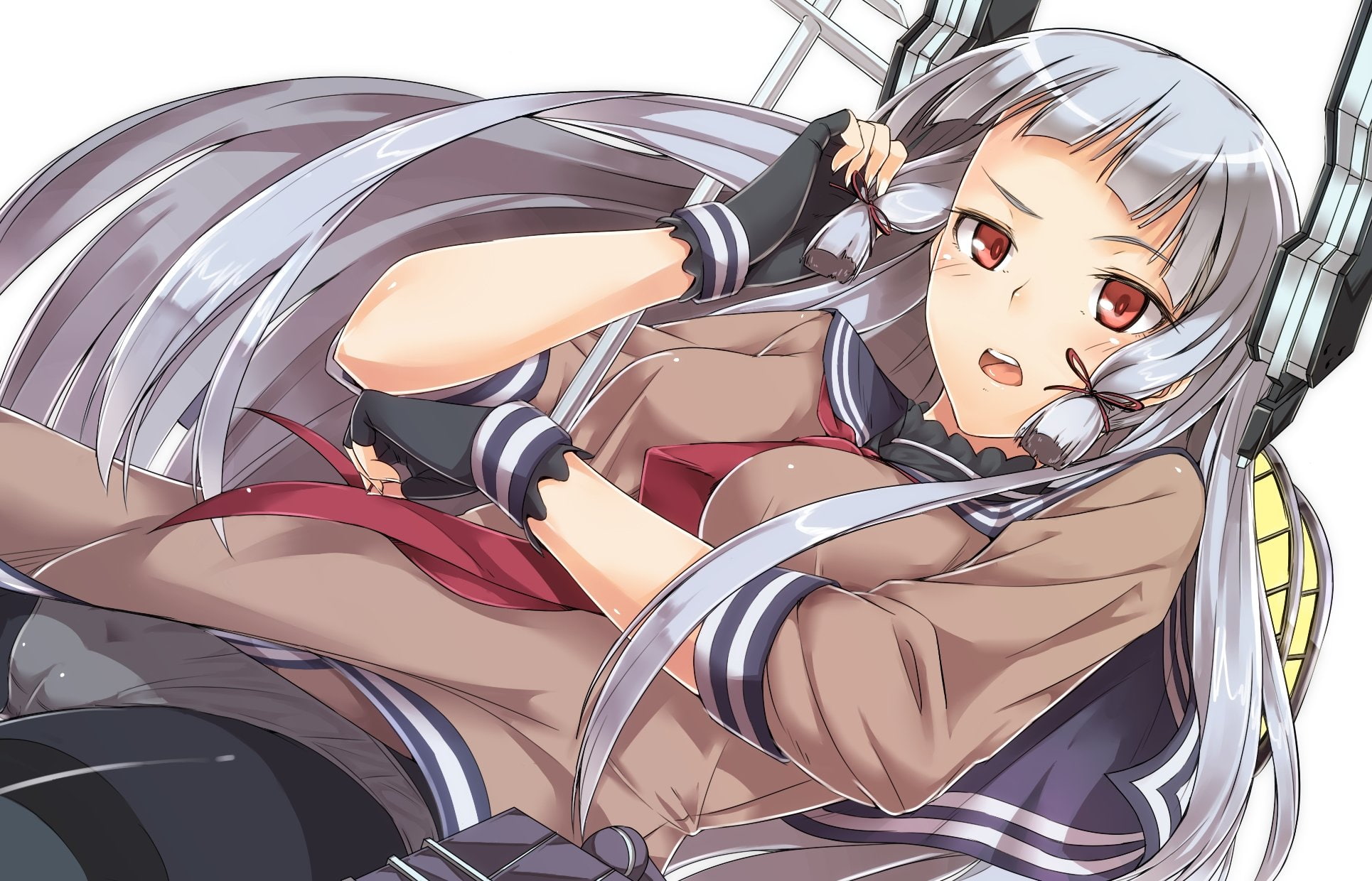 gray, kantai, blush, long, hair, cameltoe, gloves, 1080P, collection, HD Wallpaper