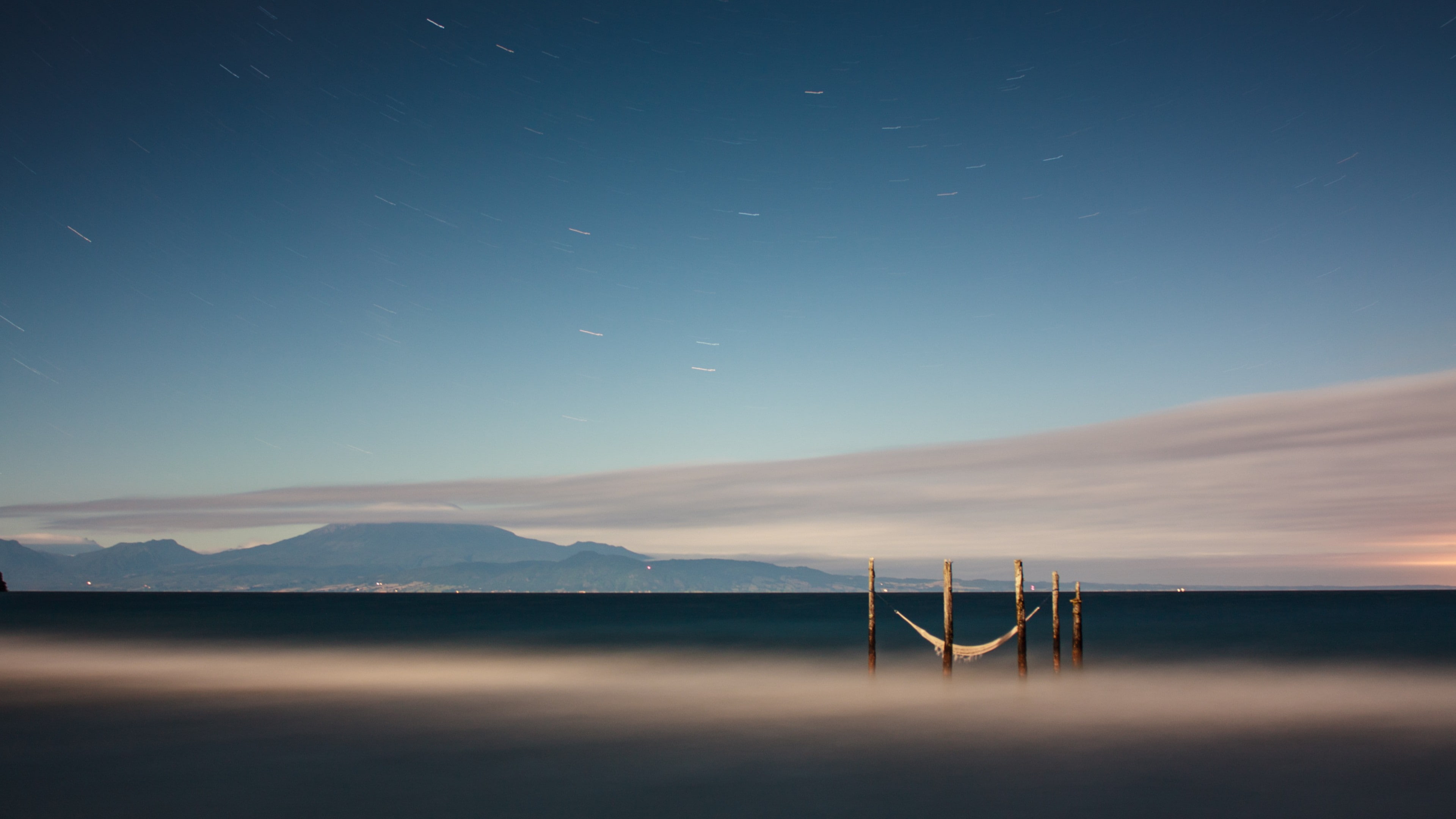 mountain range, mountain, landscape, nature, remote, beauty in nature, sea, outdoors, 4K, land, idyllic, no people, water, non-urban scene, hammocks, stars, HD Wallpaper