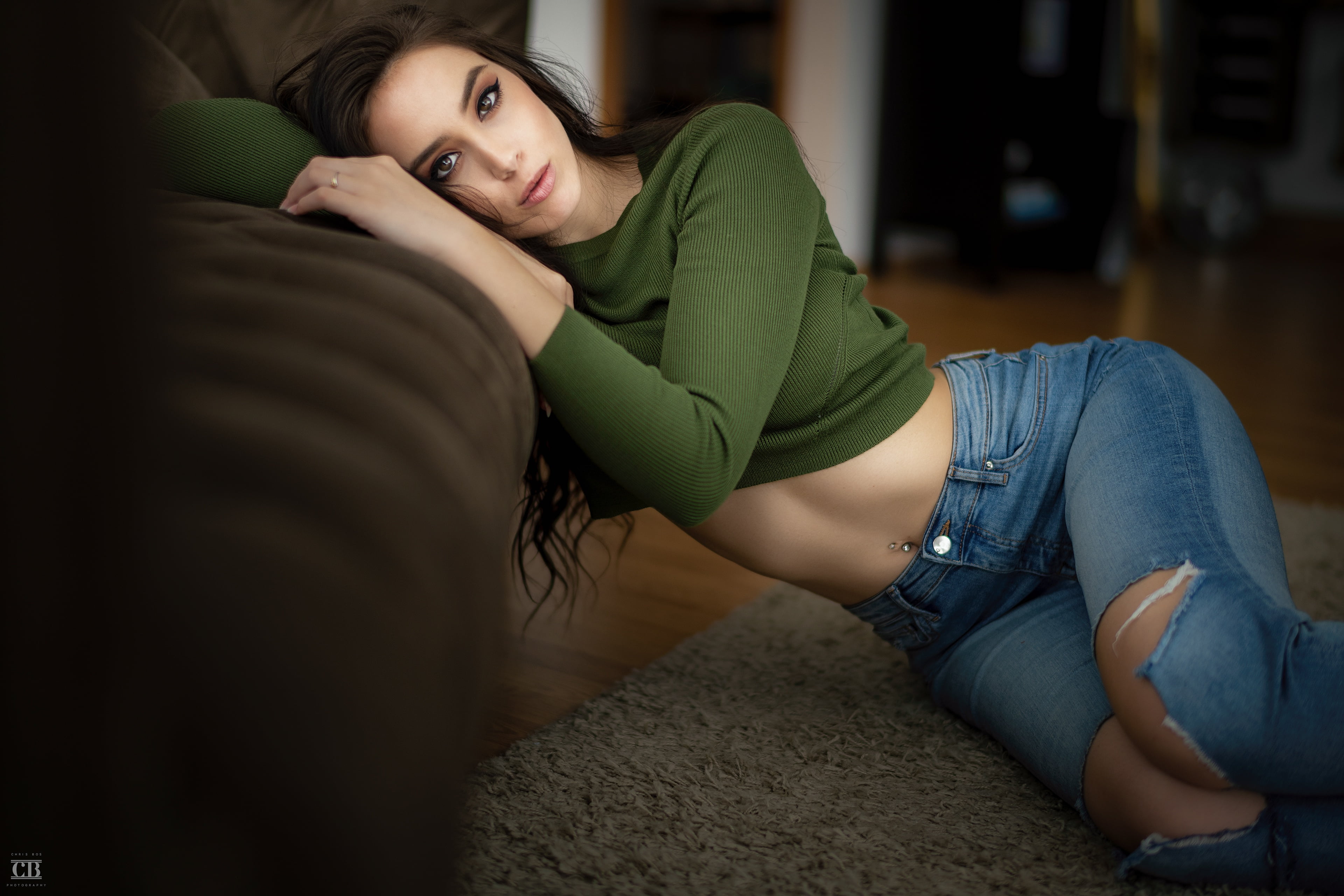 model, photographer, portrait, photo, girl, Chris Bos, 4K, Anna Bous, brunette, HD Wallpaper