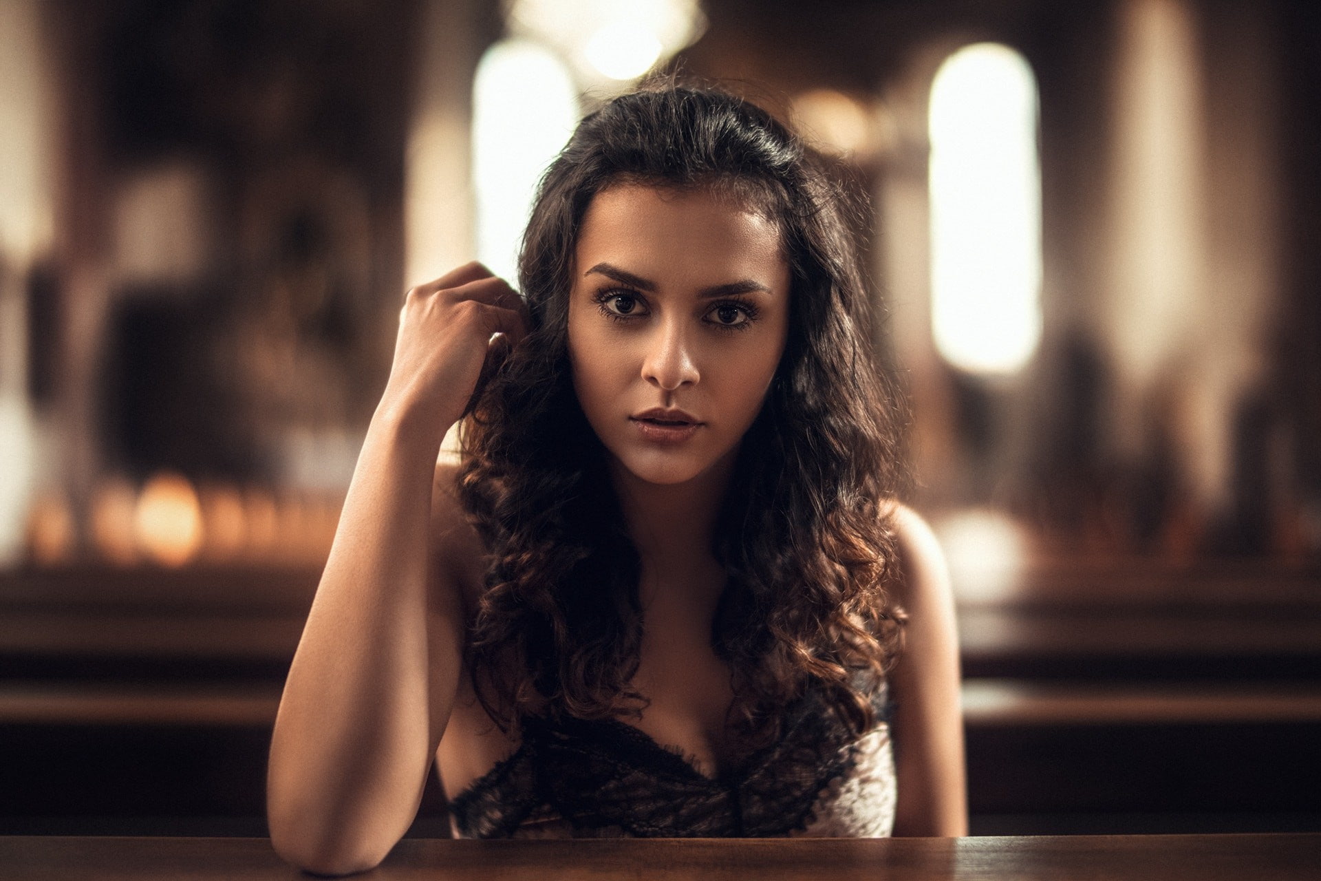 depth of field, Michelle Rosillo, portrait, face, women, Martin Kühn, 1080P, HD Wallpaper