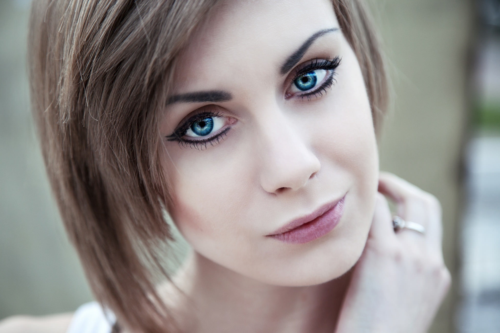 eyes, portrait, blonde, woman, beautiful, 1080P, beautiful woman, blue, 2048x1365, blue eyes, HD Wallpaper