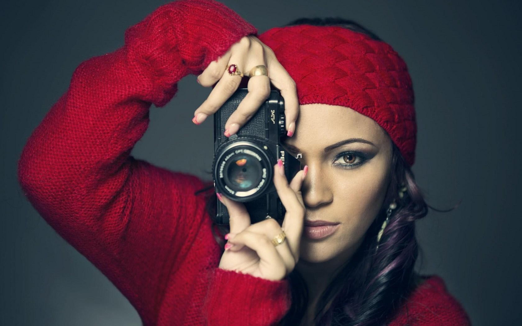 camera, look, girl, 720P, HD Wallpaper