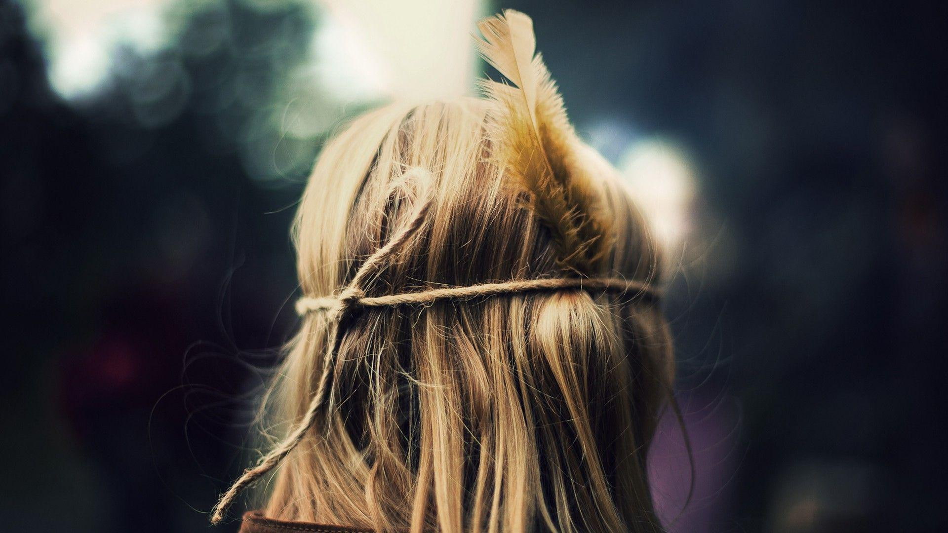 female, photography, 1920x1080, hippie, haired, 1080P, hairstyle, retro, brown, feather, HD Wallpaper