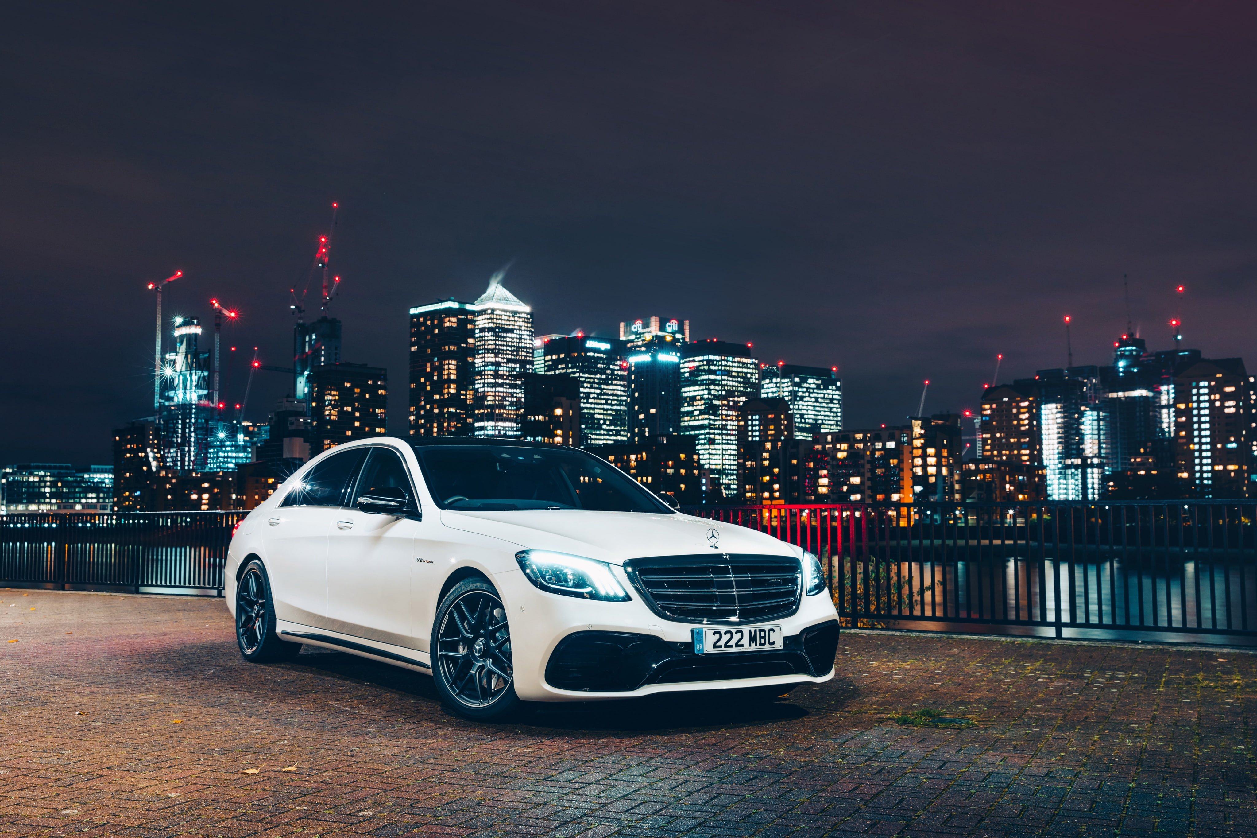 mercedes, brooklyn, Mercedes-AMG S 63 4MATIC+, city, series, benz, white, 2018, s, distance, 4K, 4K, HD Wallpaper